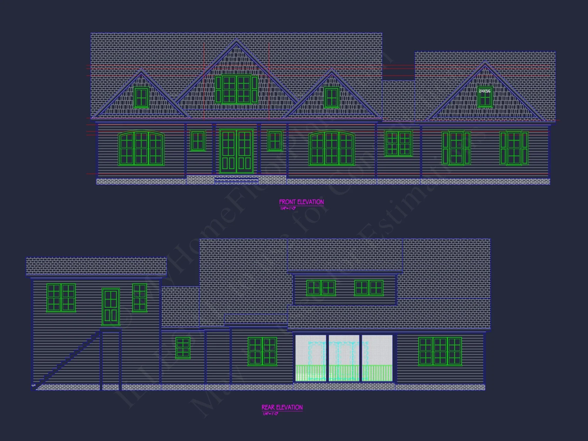 Craftsman house Floor Plan with 4 Beds, CAD Designs & Blueprint
