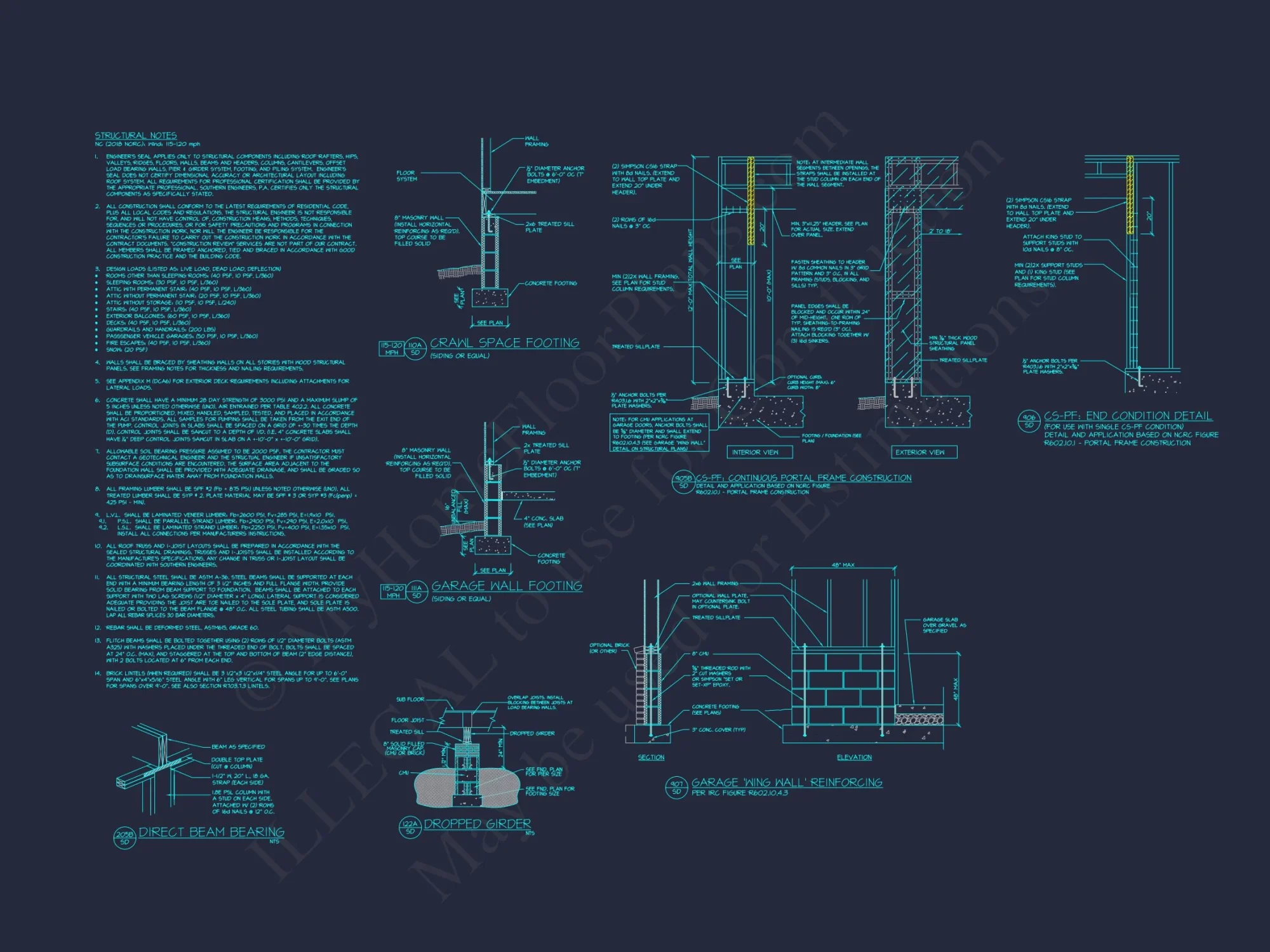 Beautiful Southern house Floor Plan with 2 Stories and CAD Designs