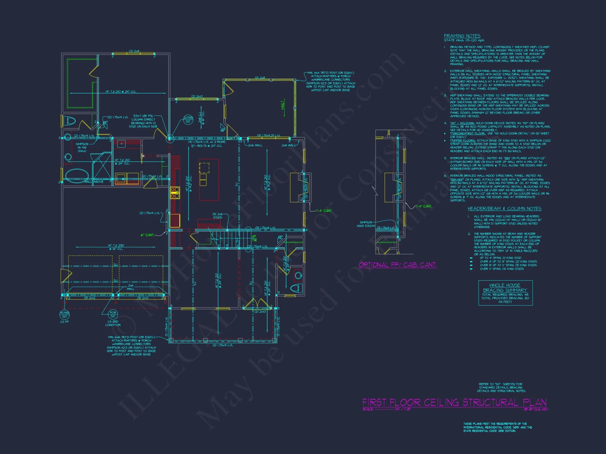 Beautiful Southern house Floor Plan with 2 Stories and CAD Designs
