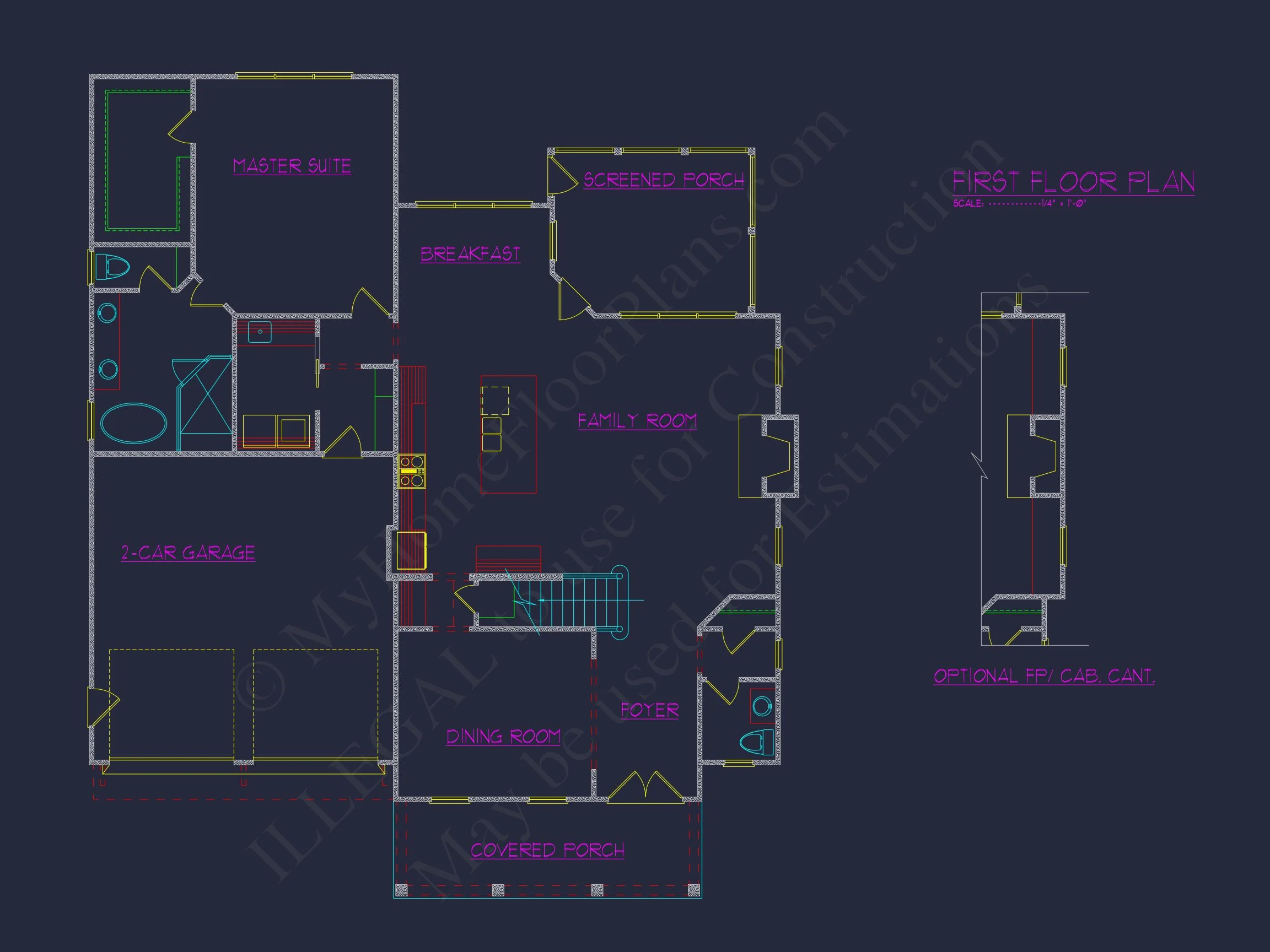 Beautiful Southern house Floor Plan with 2 Stories and CAD Designs