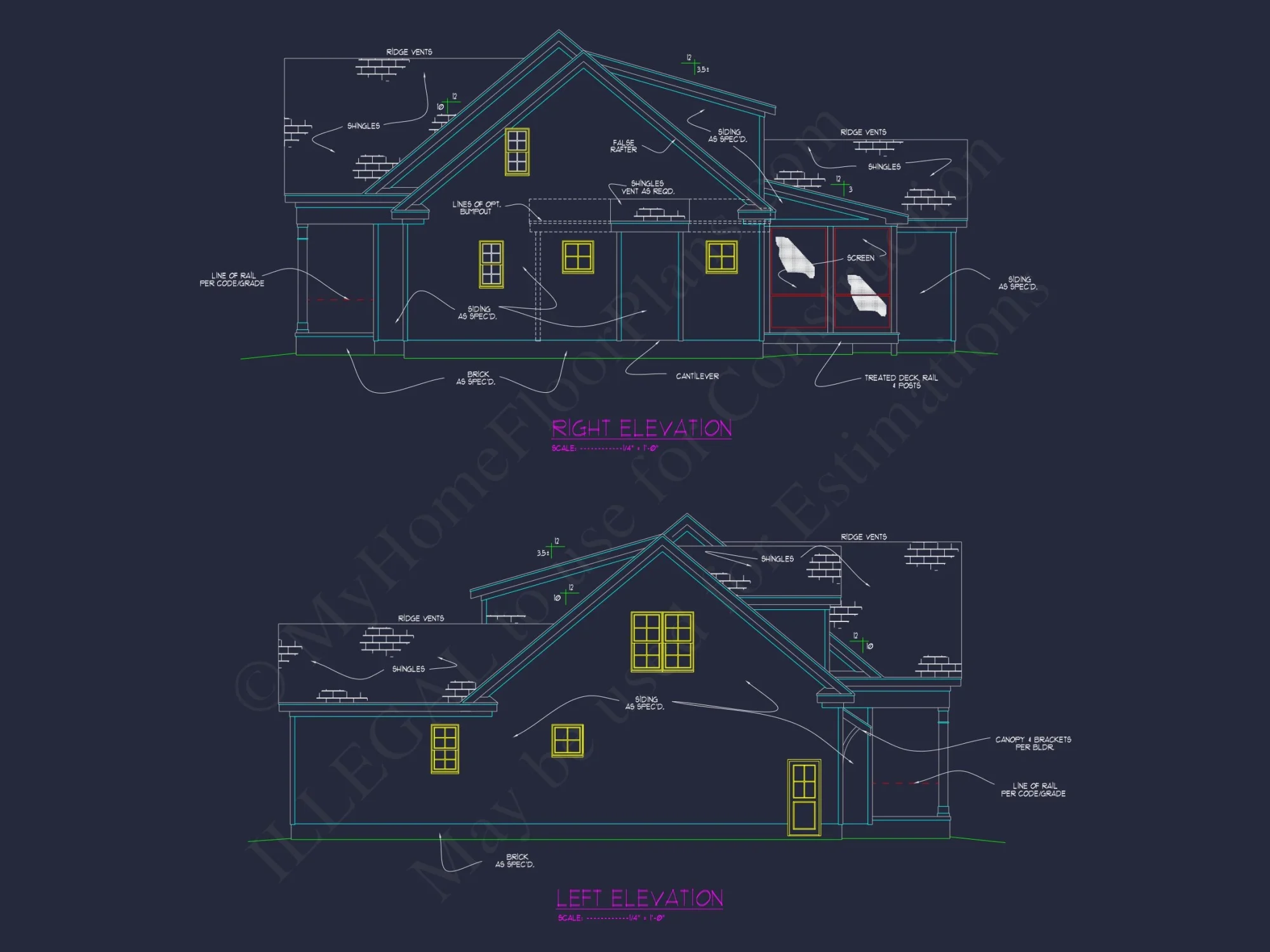Beautiful Southern house Floor Plan with 2 Stories and CAD Designs
