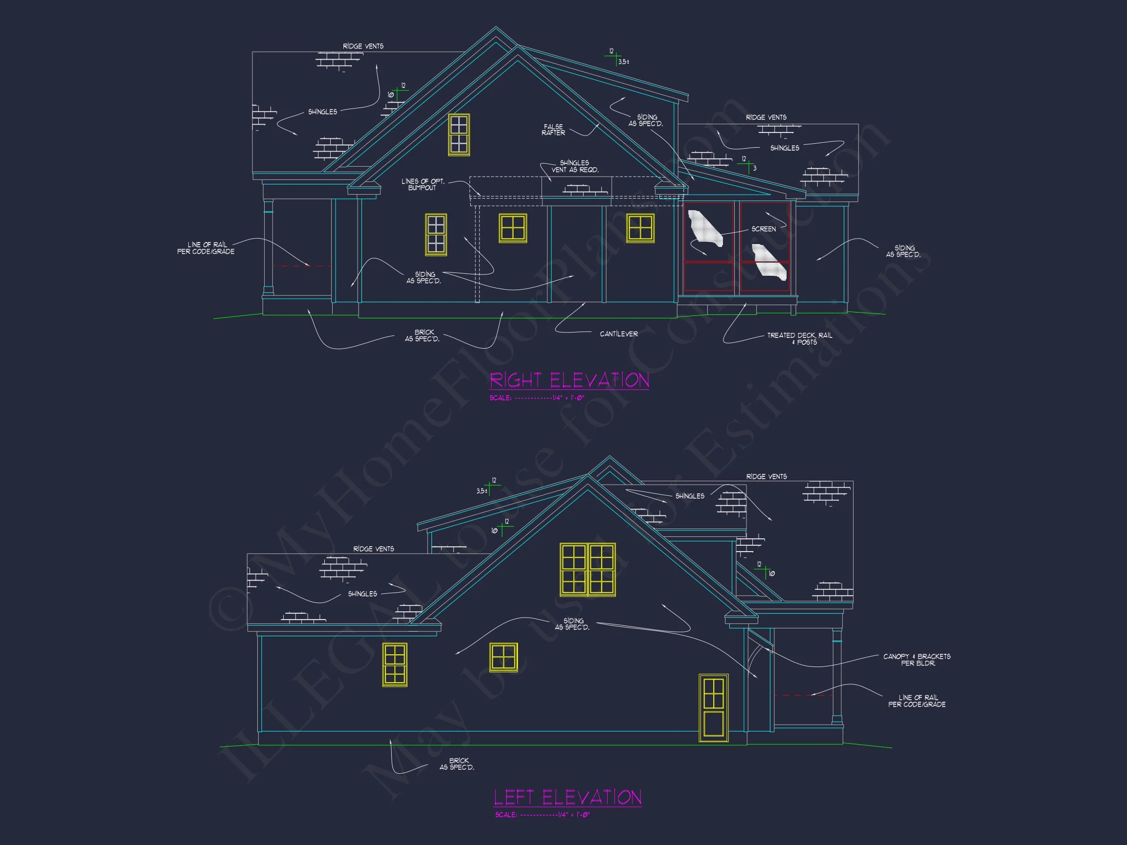 Beautiful Southern house Floor Plan with 2 Stories and CAD Designs