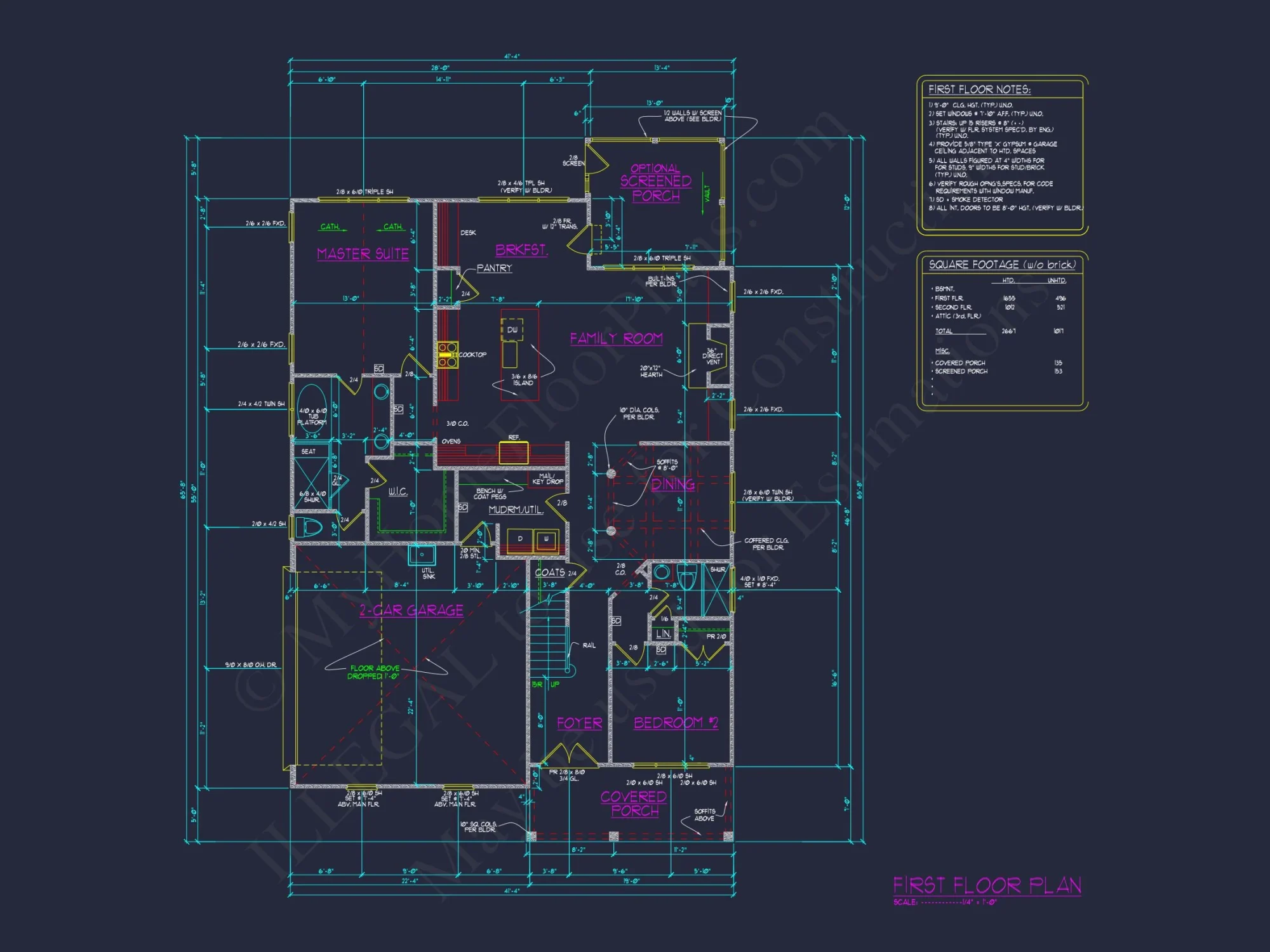 Craftsman house Floor Plan with 2 Stories and Spacious Designs