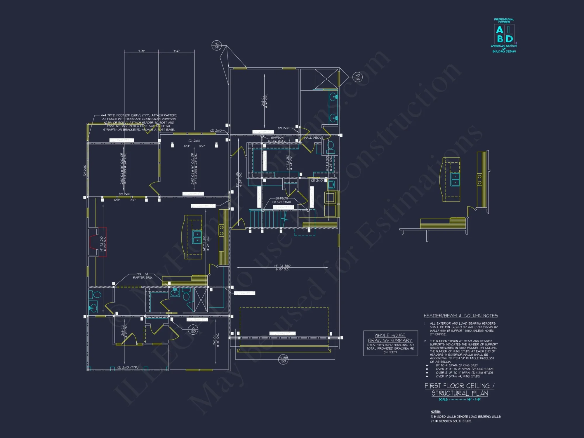 Traditional house Plan with 2-Story CAD Designs