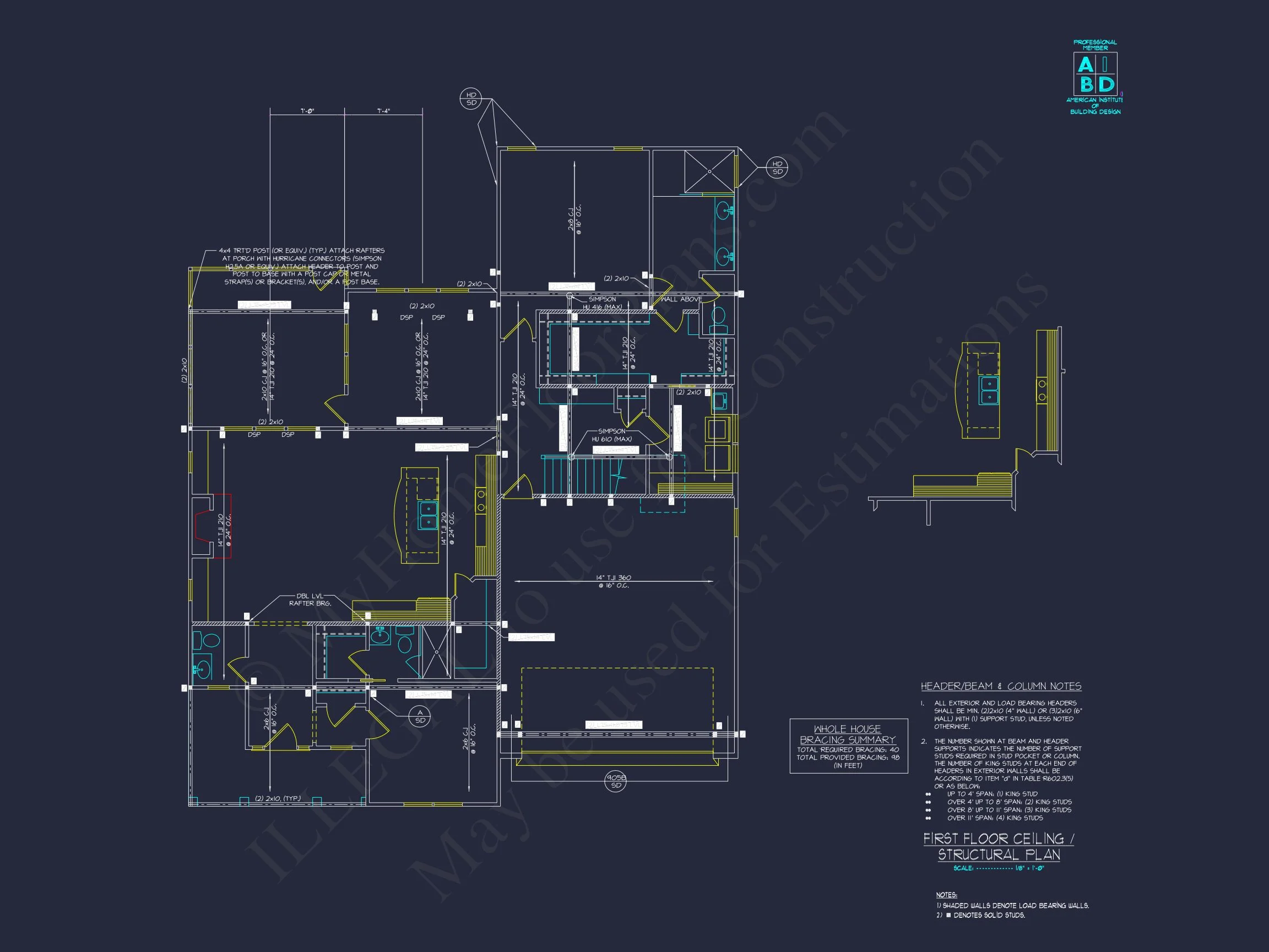 Traditional house Plan with 2-Story CAD Designs