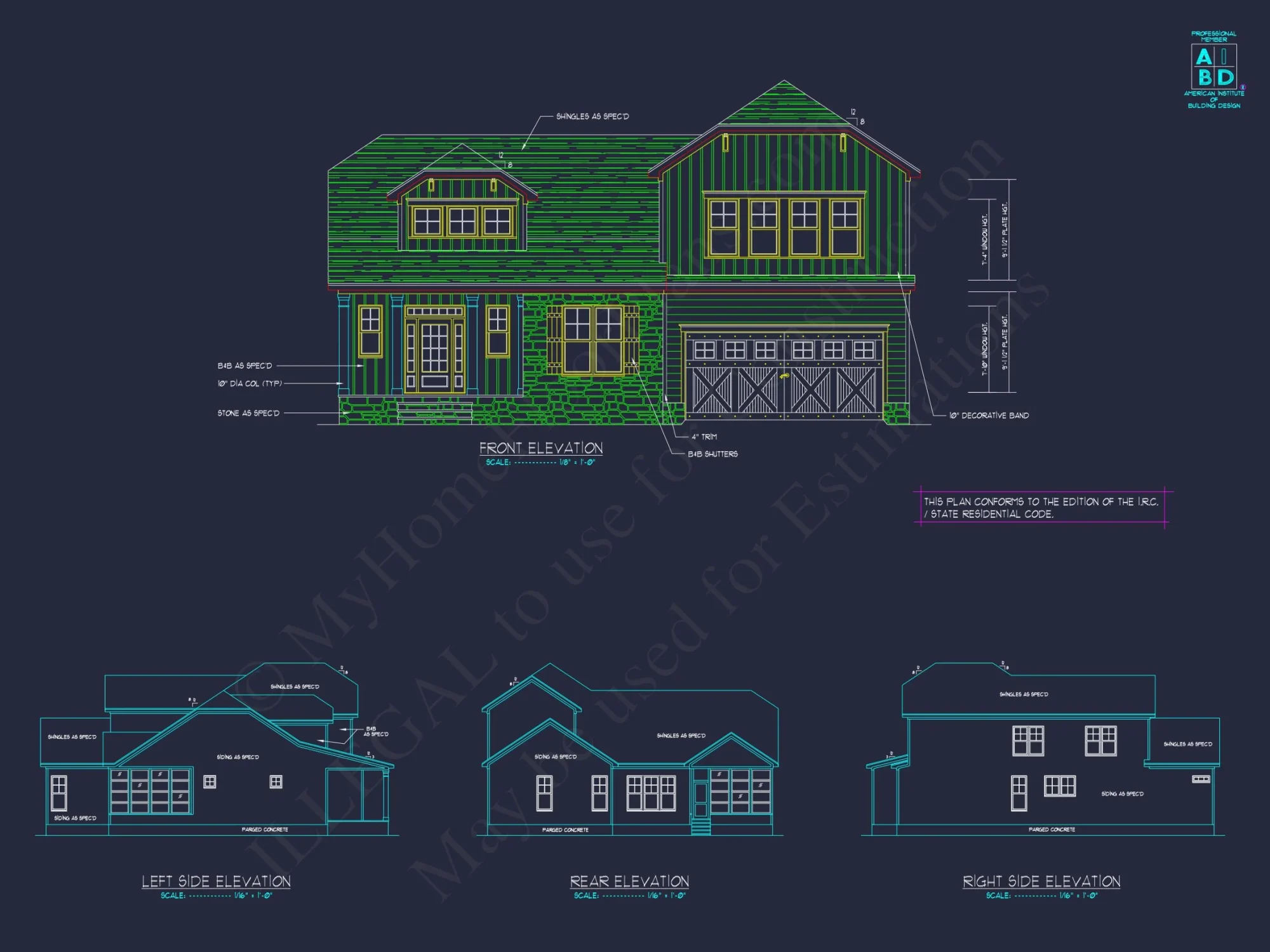 Traditional house Plan with 2-Story CAD Designs