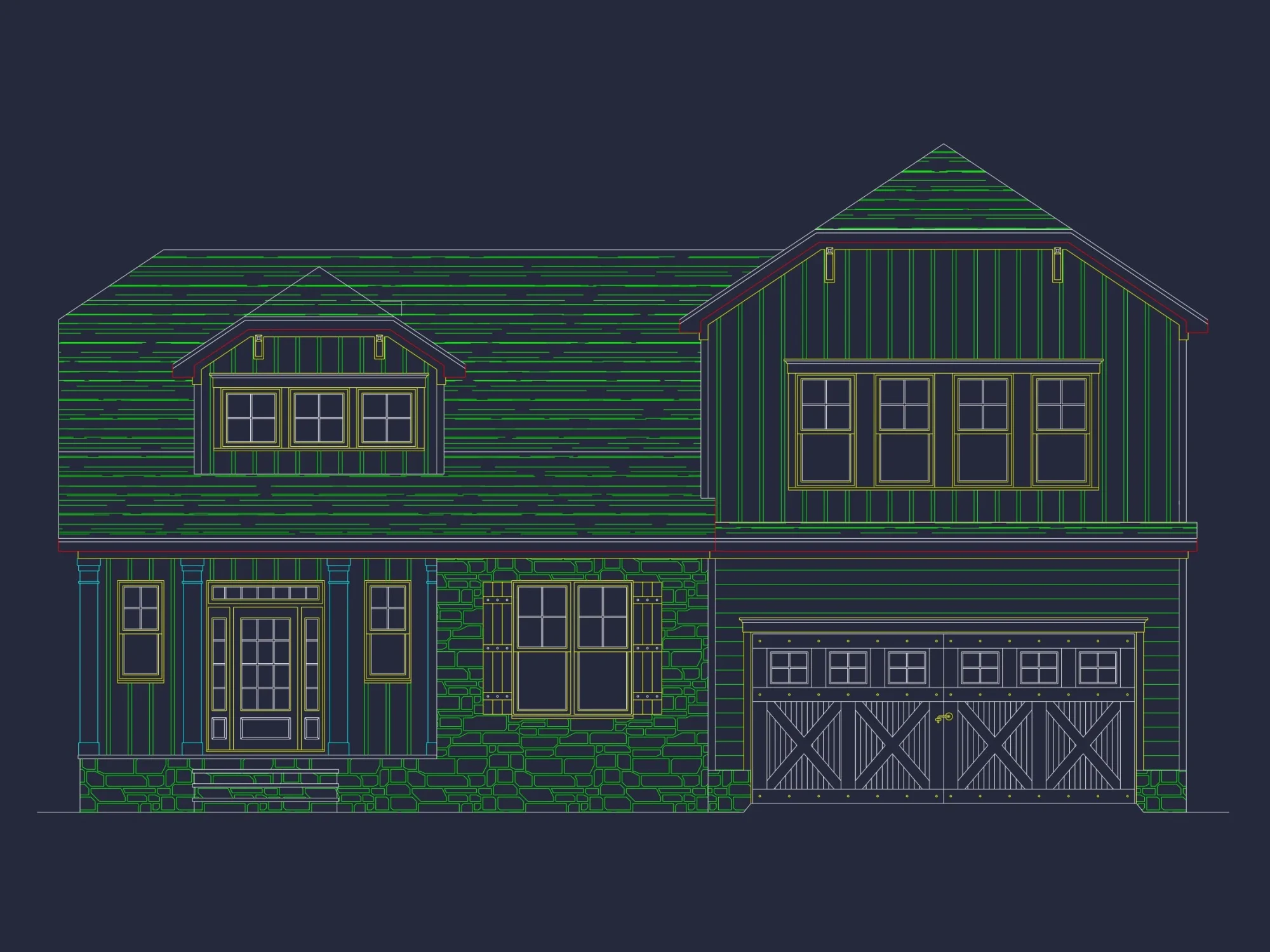 Traditional house Plan with 2-Story CAD Designs