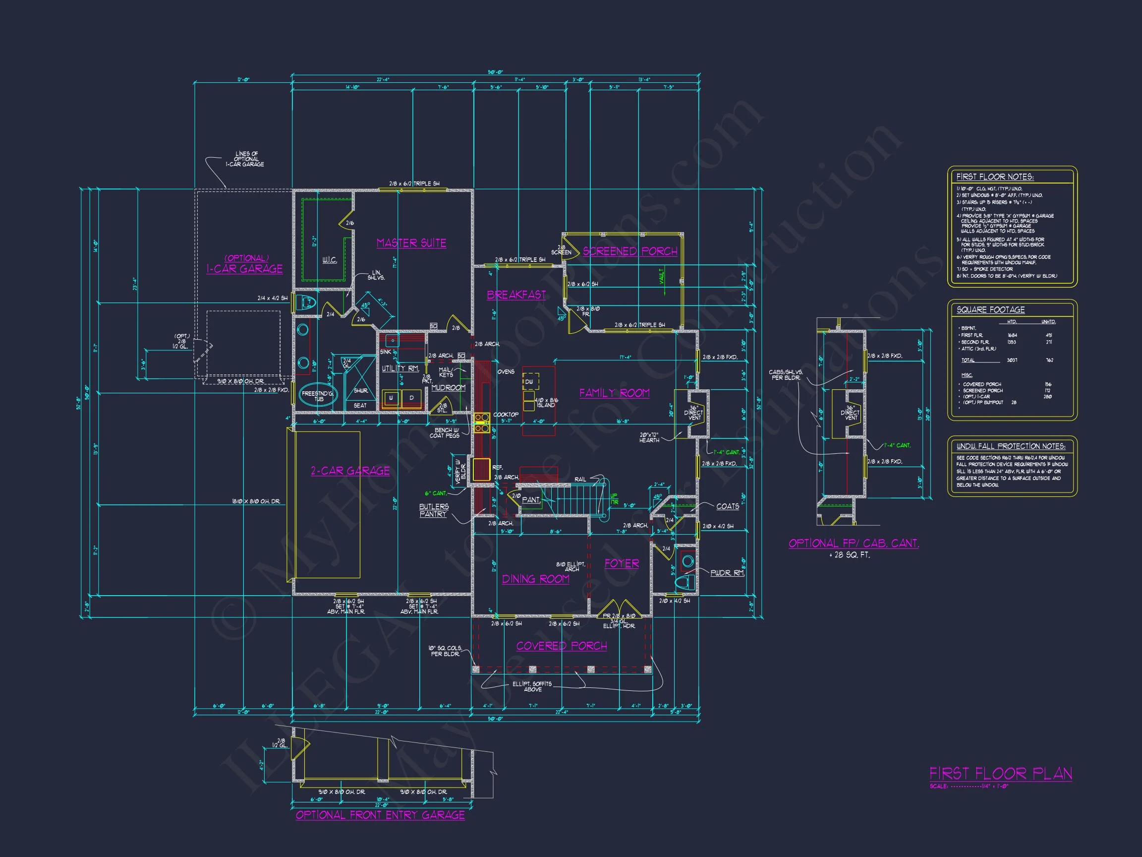20-1036 HOUSE PLAN - Craftsman House with 2-Story Floor Plan | CAD Designs & Blueprints 22 Craftsman house with 2-Story Floor Plan
