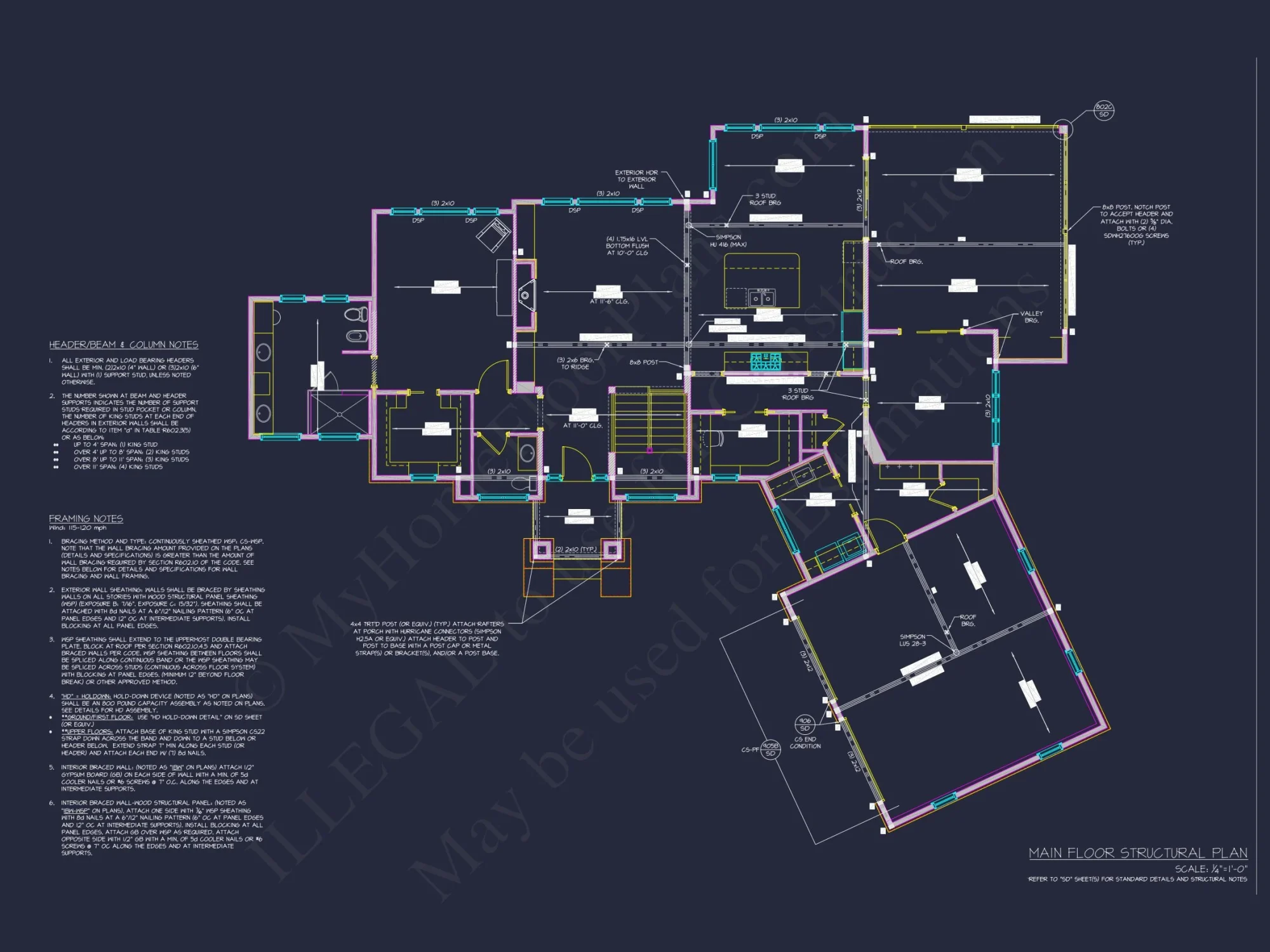 Modern Craftsman house Plan with 2 Stories and Basement