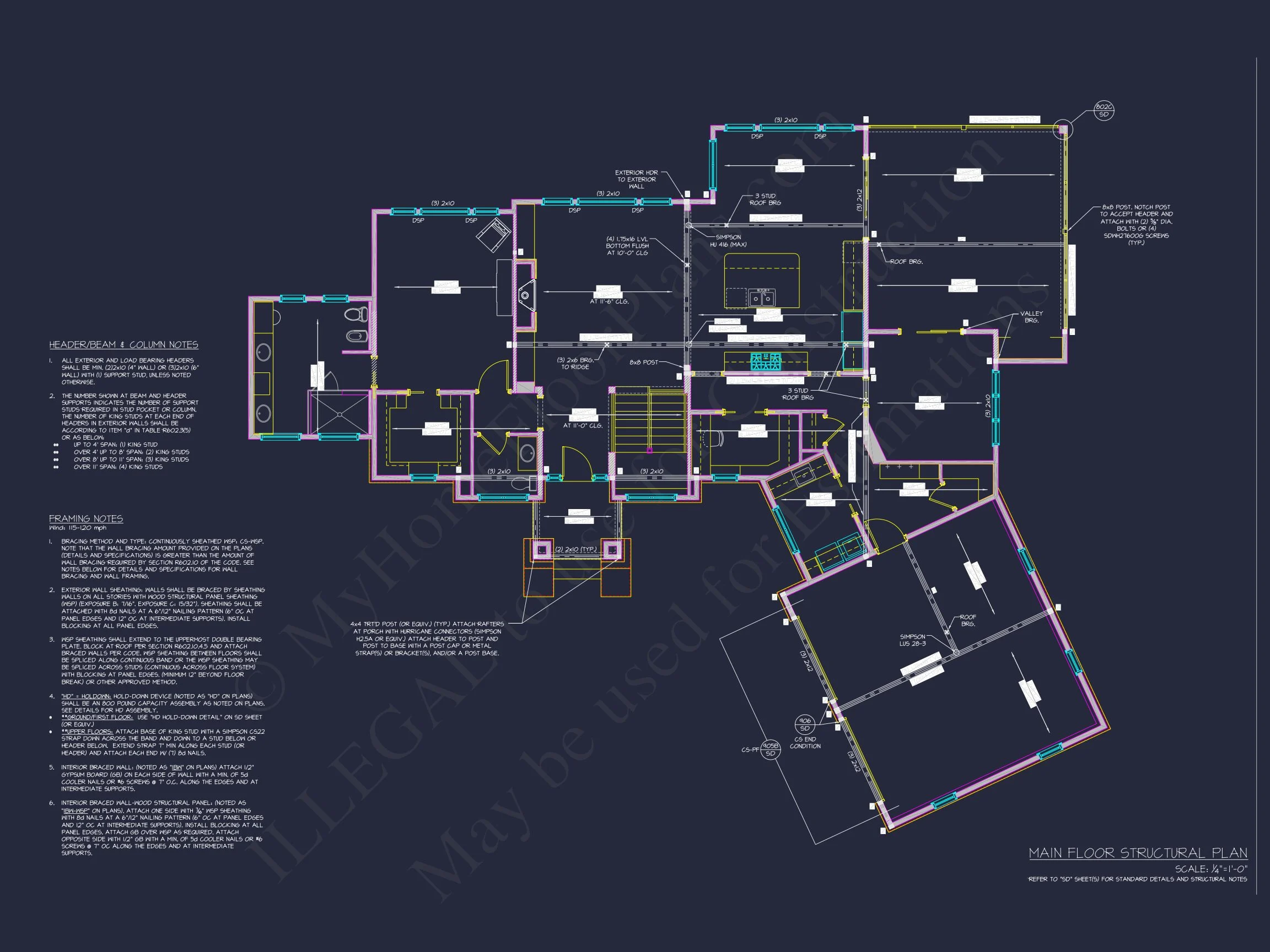 Modern Craftsman house Plan with 2 Stories and Basement