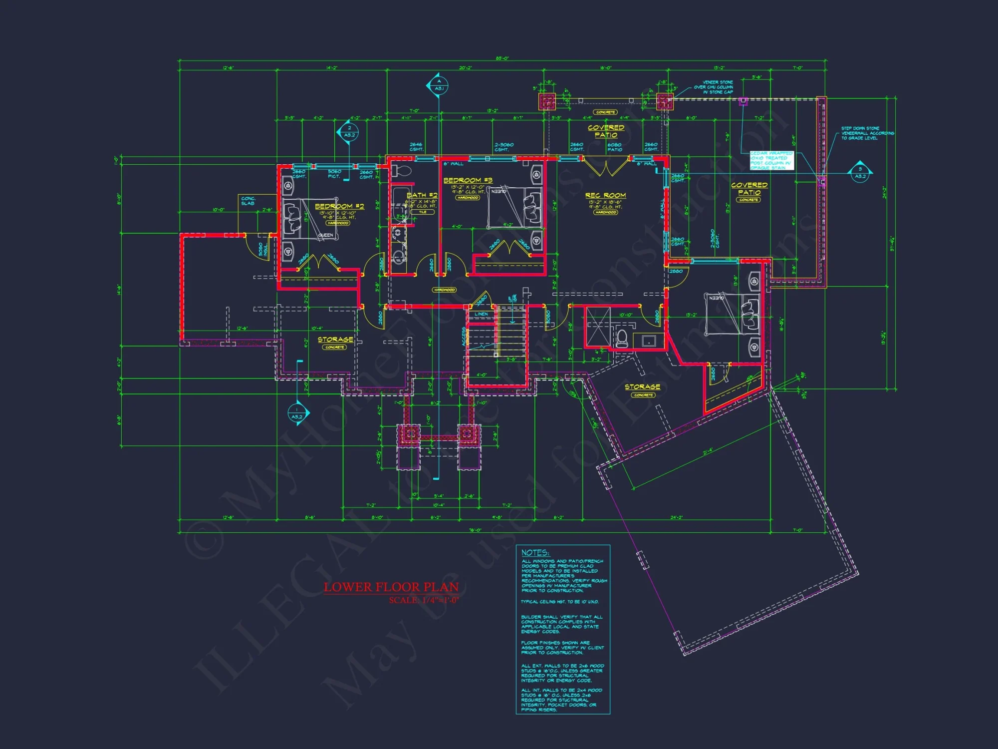 Modern Craftsman house Plan with 2 Stories and Basement