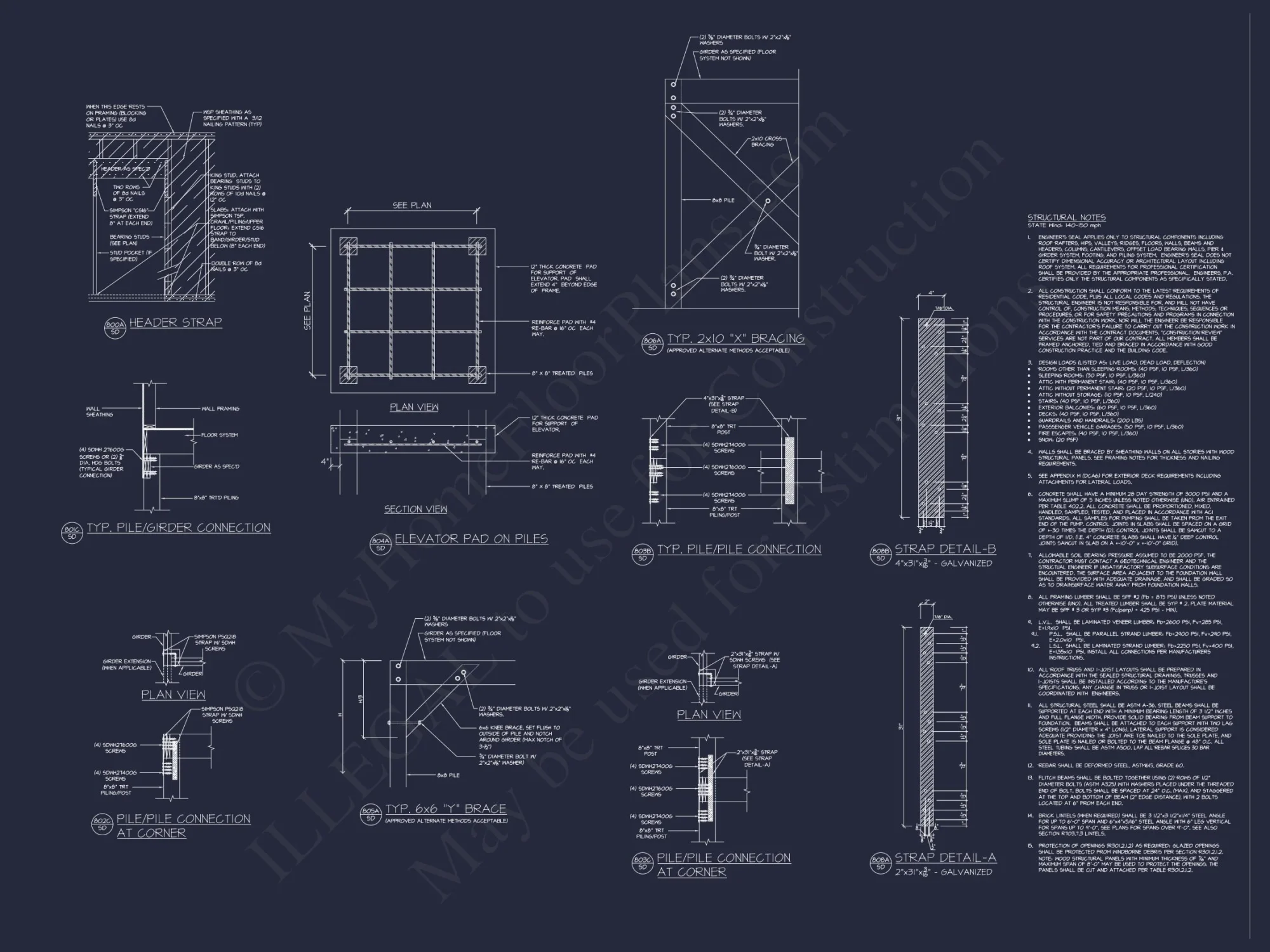 Modern Coastal house Plan with Blueprint Designs & CAD Files