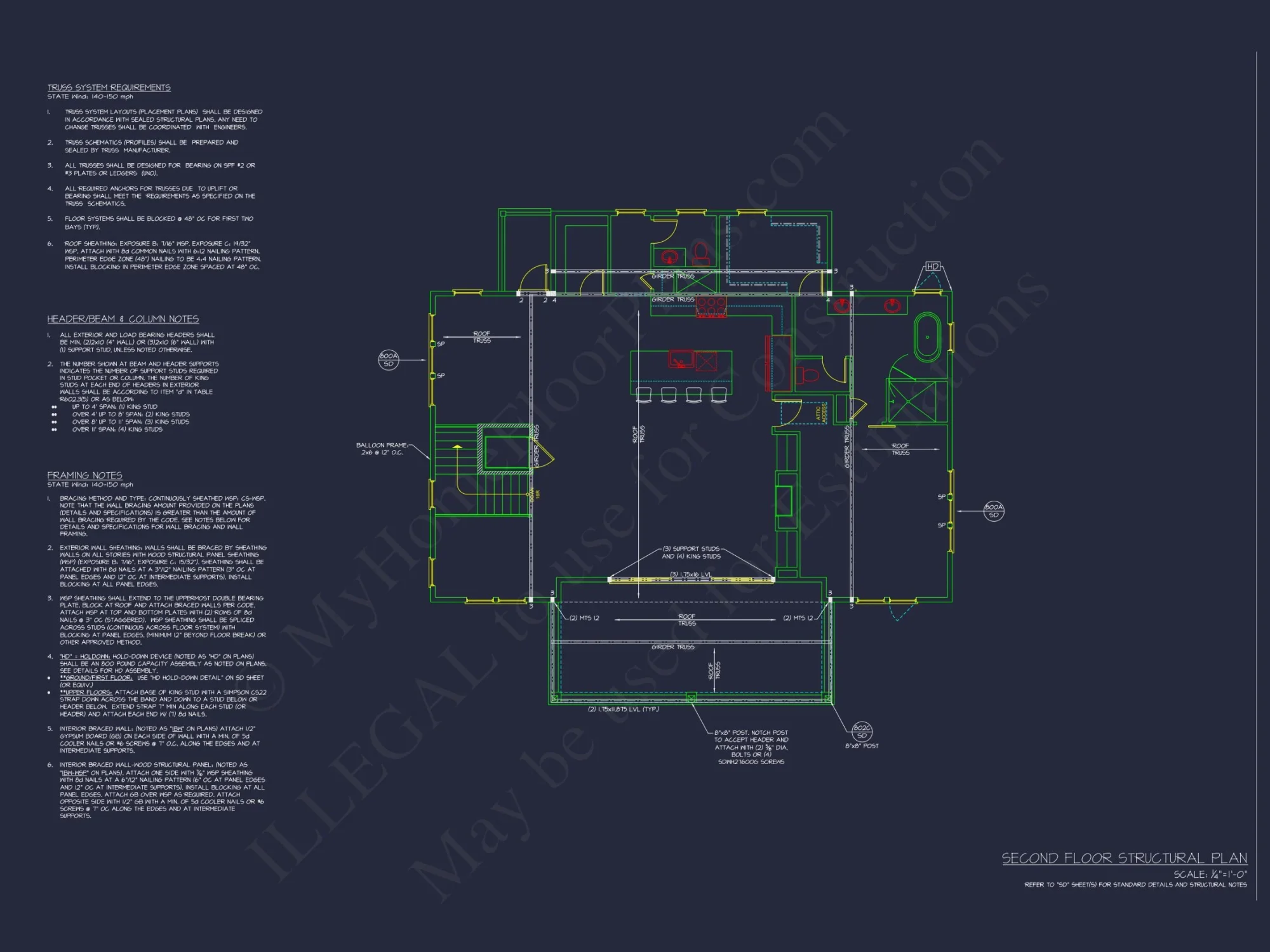 Modern Coastal house Plan with Blueprint Designs & CAD Files