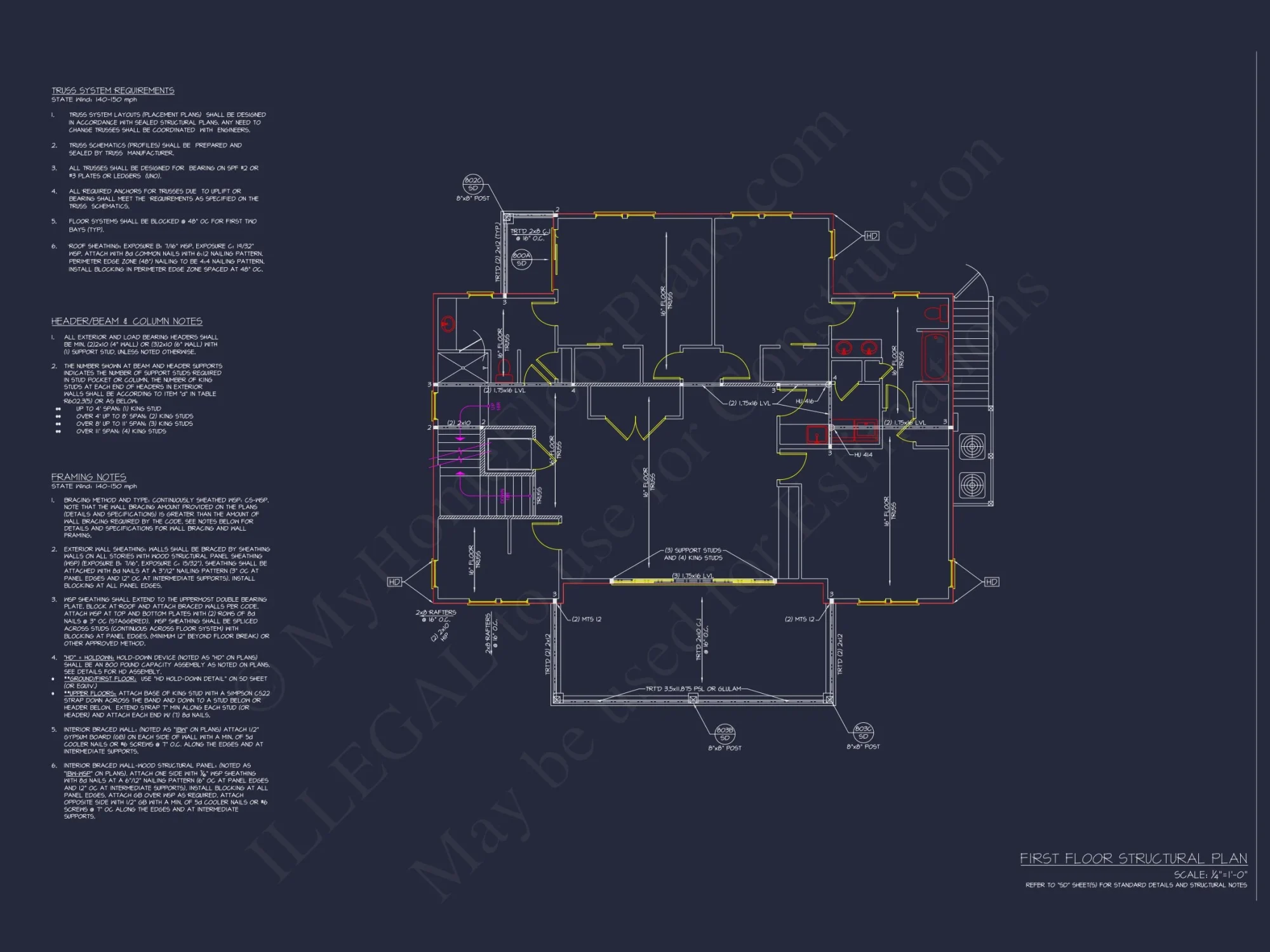 Modern Coastal house Plan with Blueprint Designs & CAD Files