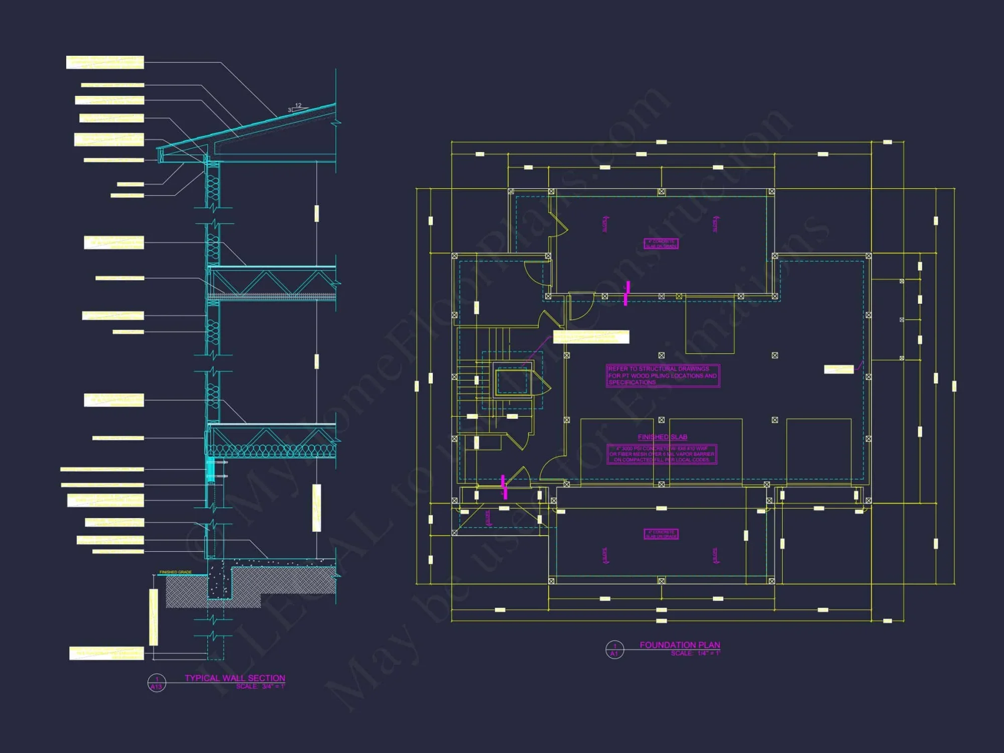 Modern Coastal house Plan with Blueprint Designs & CAD Files