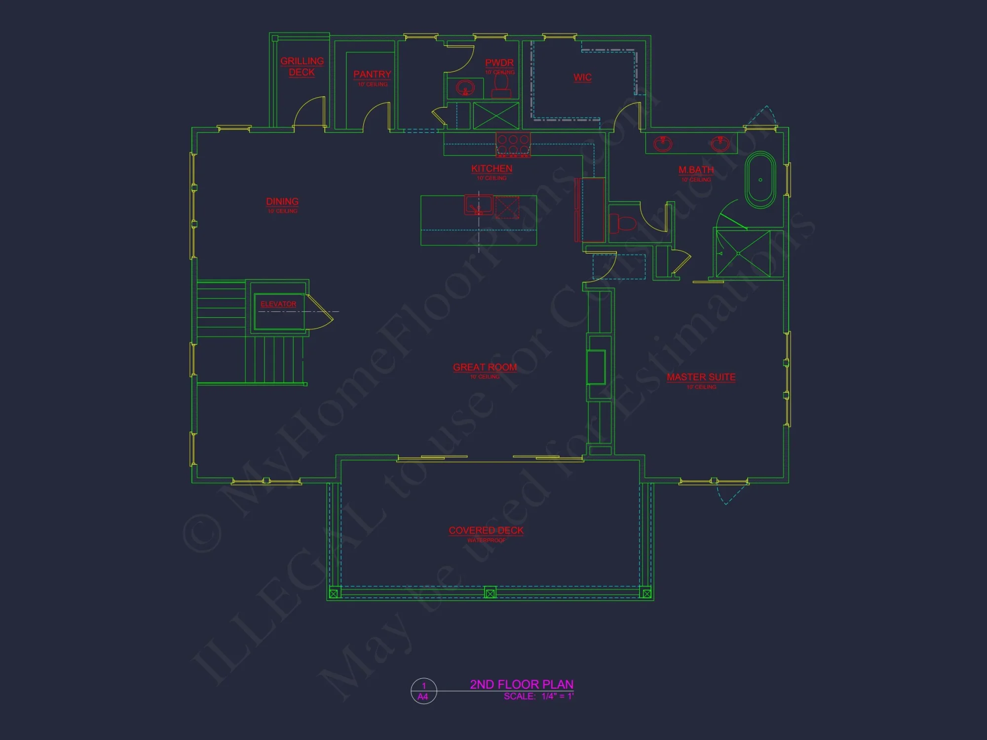Modern Coastal house Plan with Blueprint Designs & CAD Files