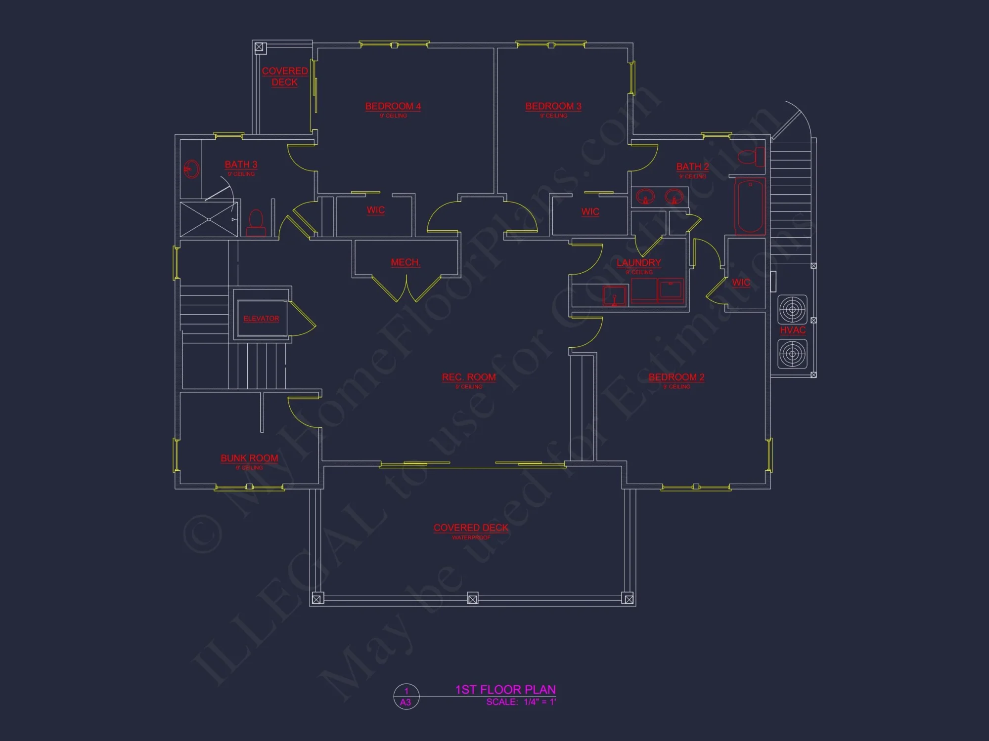 Modern Coastal house Plan with Blueprint Designs & CAD Files