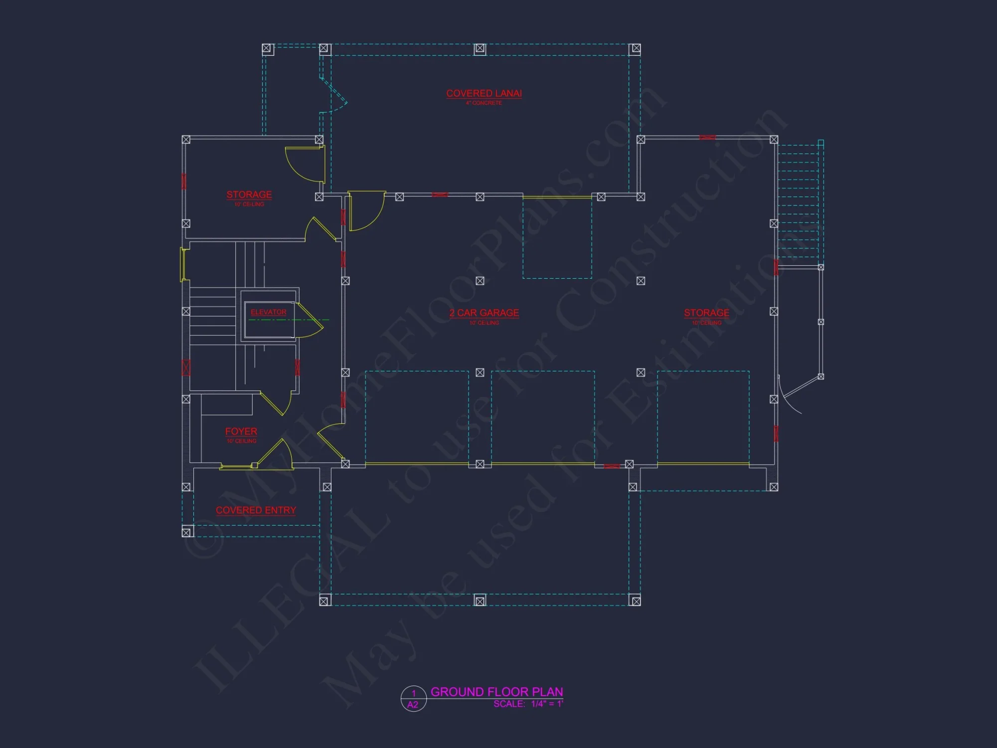 Modern Coastal house Plan with Blueprint Designs & CAD Files