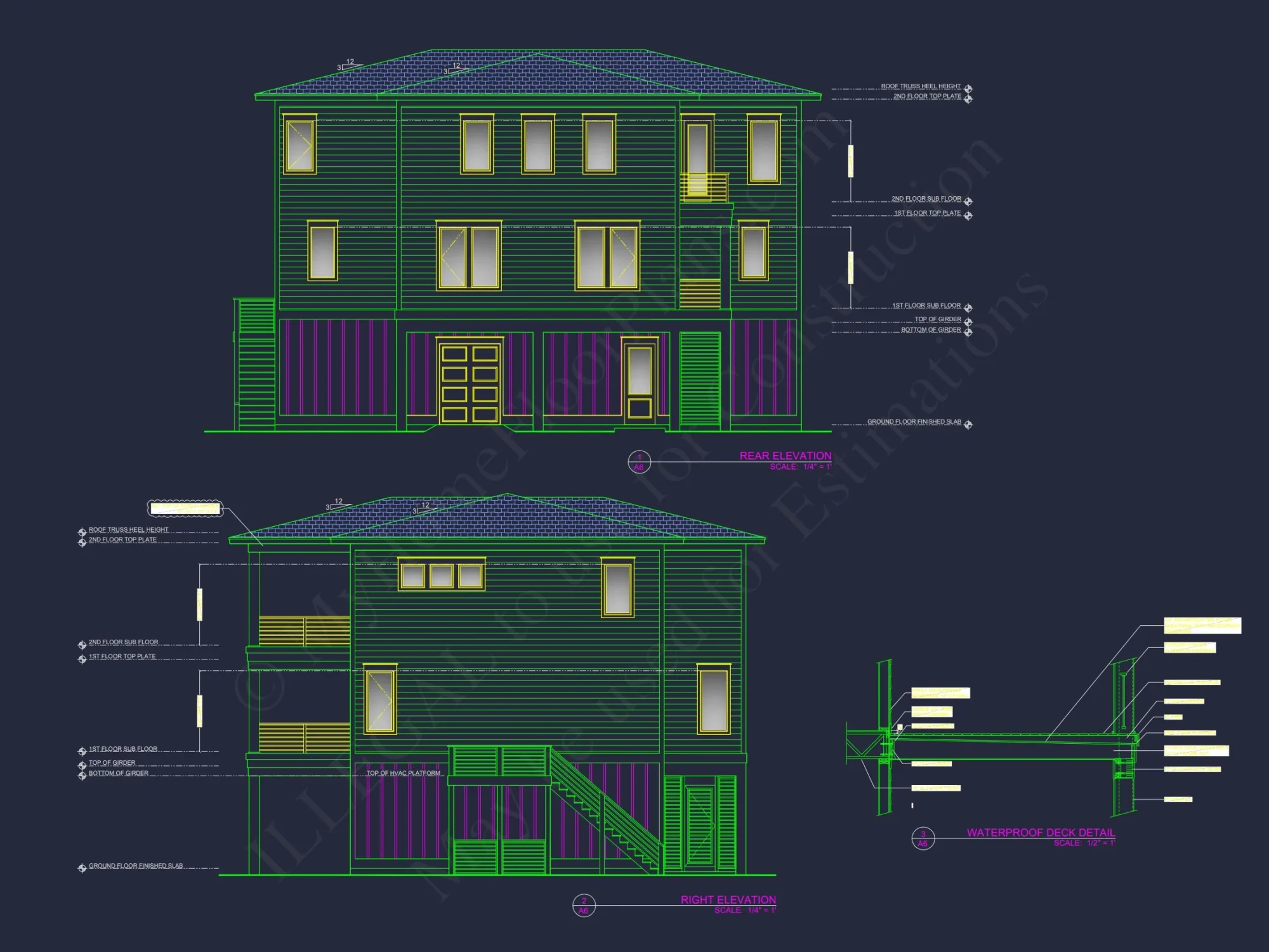 Modern Coastal house Plan with Blueprint Designs & CAD Files