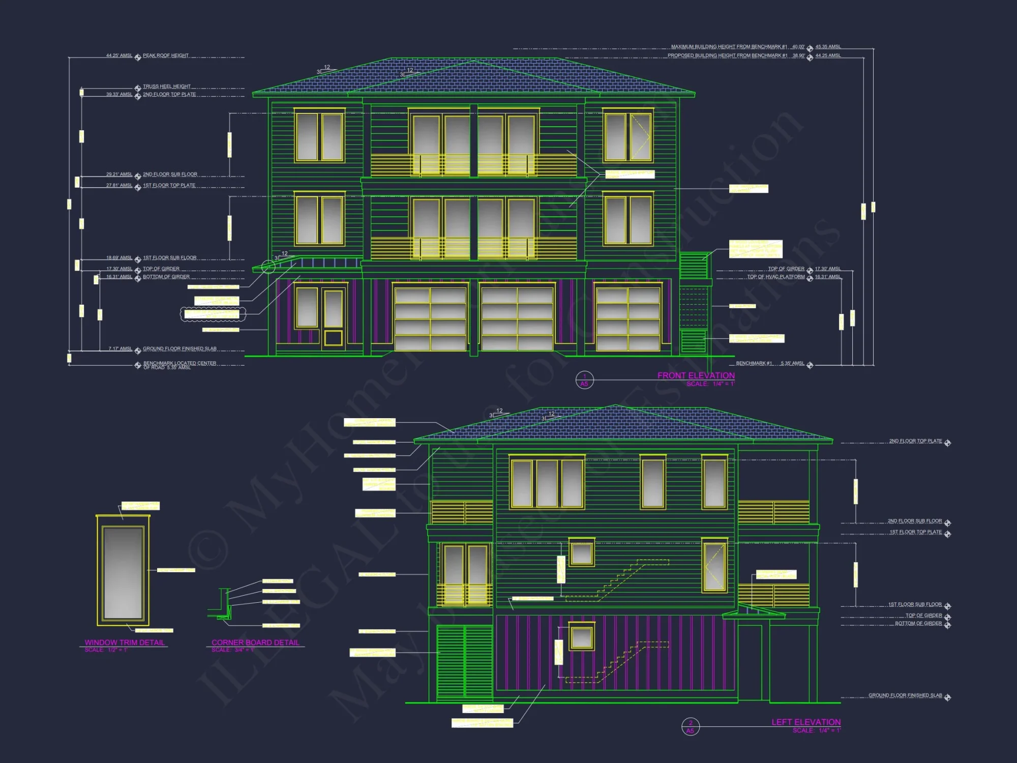 Modern Coastal house Plan with Blueprint Designs & CAD Files