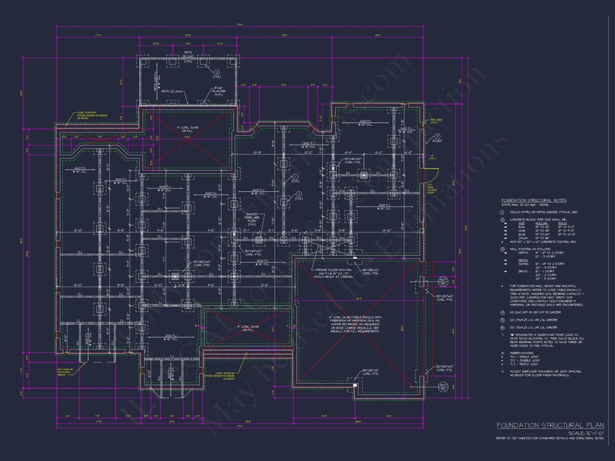 Craftsman house Plan with 3 Bedrooms, CAD Floor Blueprint