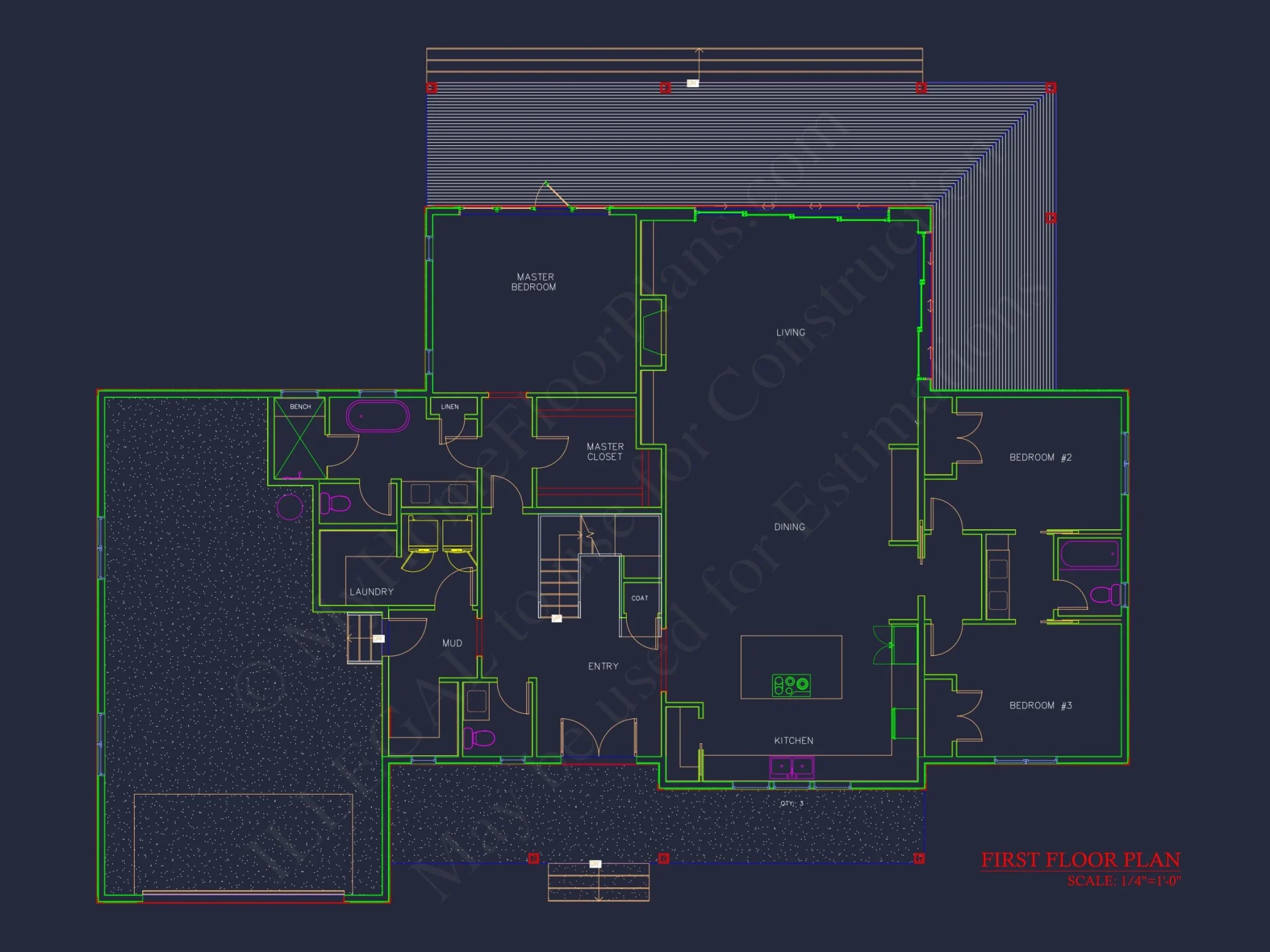 Spacious house Floor Plan with 1.5 Stories, CAD Blueprints