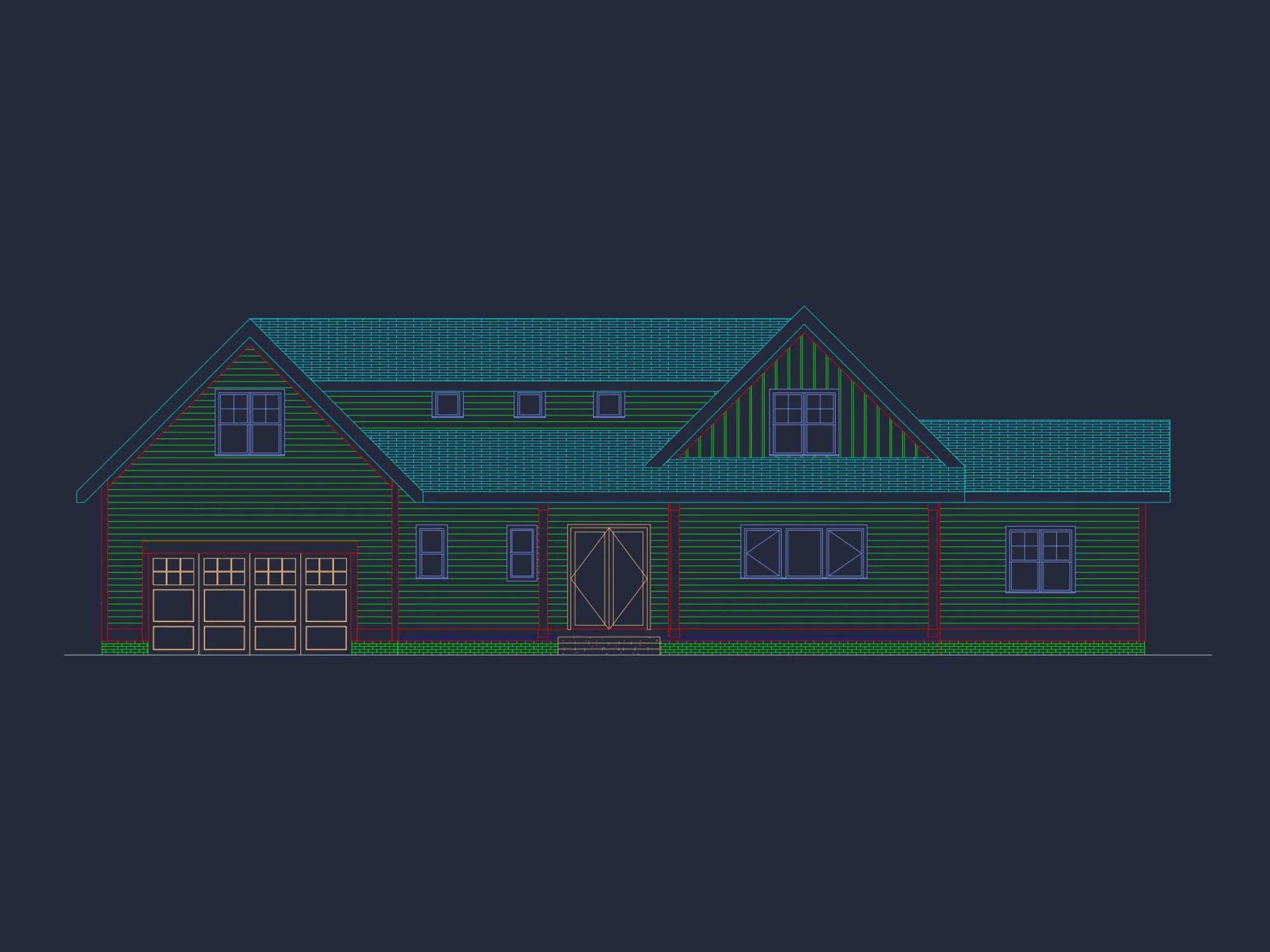 Spacious house Floor Plan with 1.5 Stories, CAD Blueprints