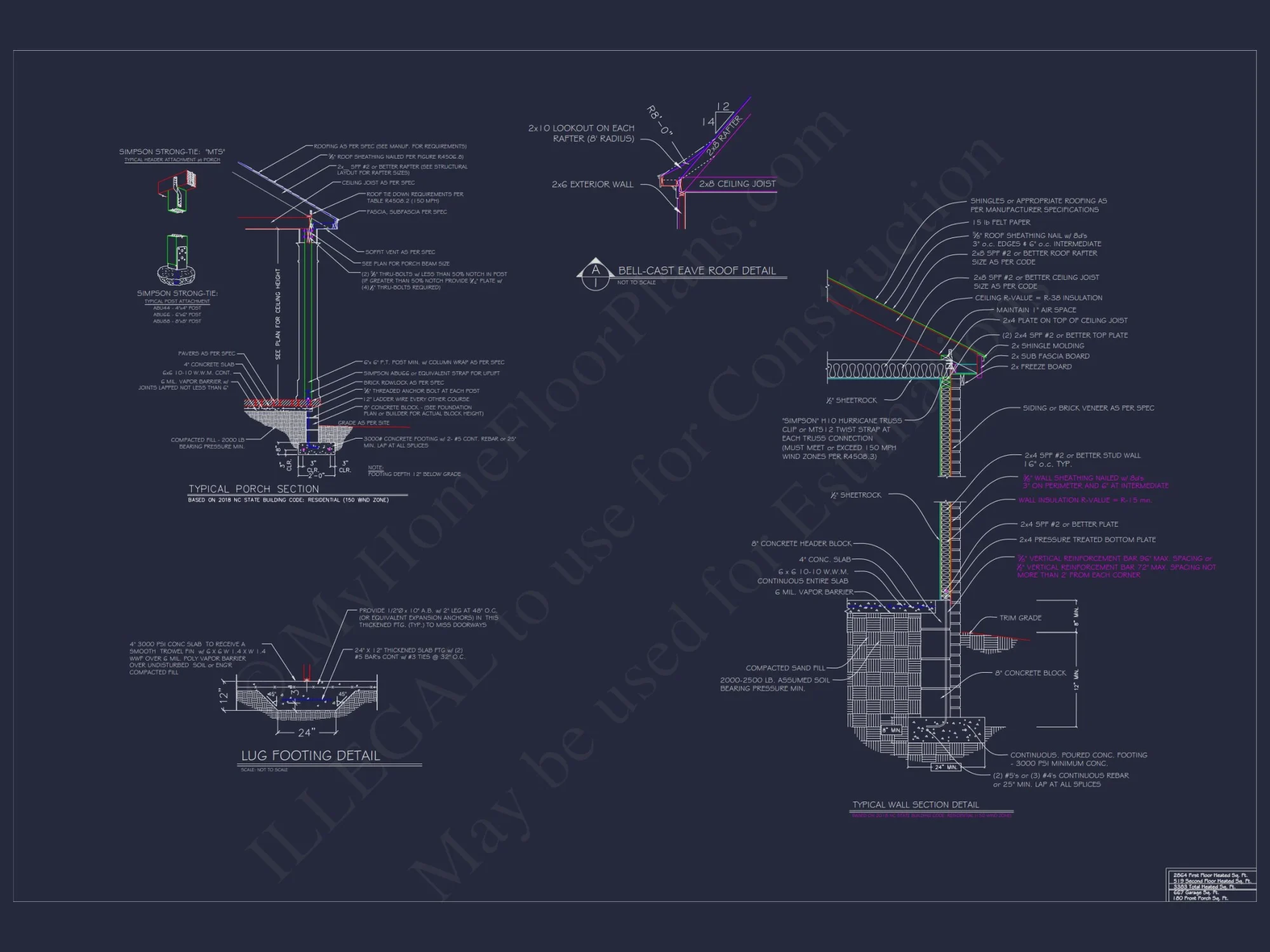 Craftsman house Plan with 2 Floors and 4 Bedrooms – Detailed CAD Designs