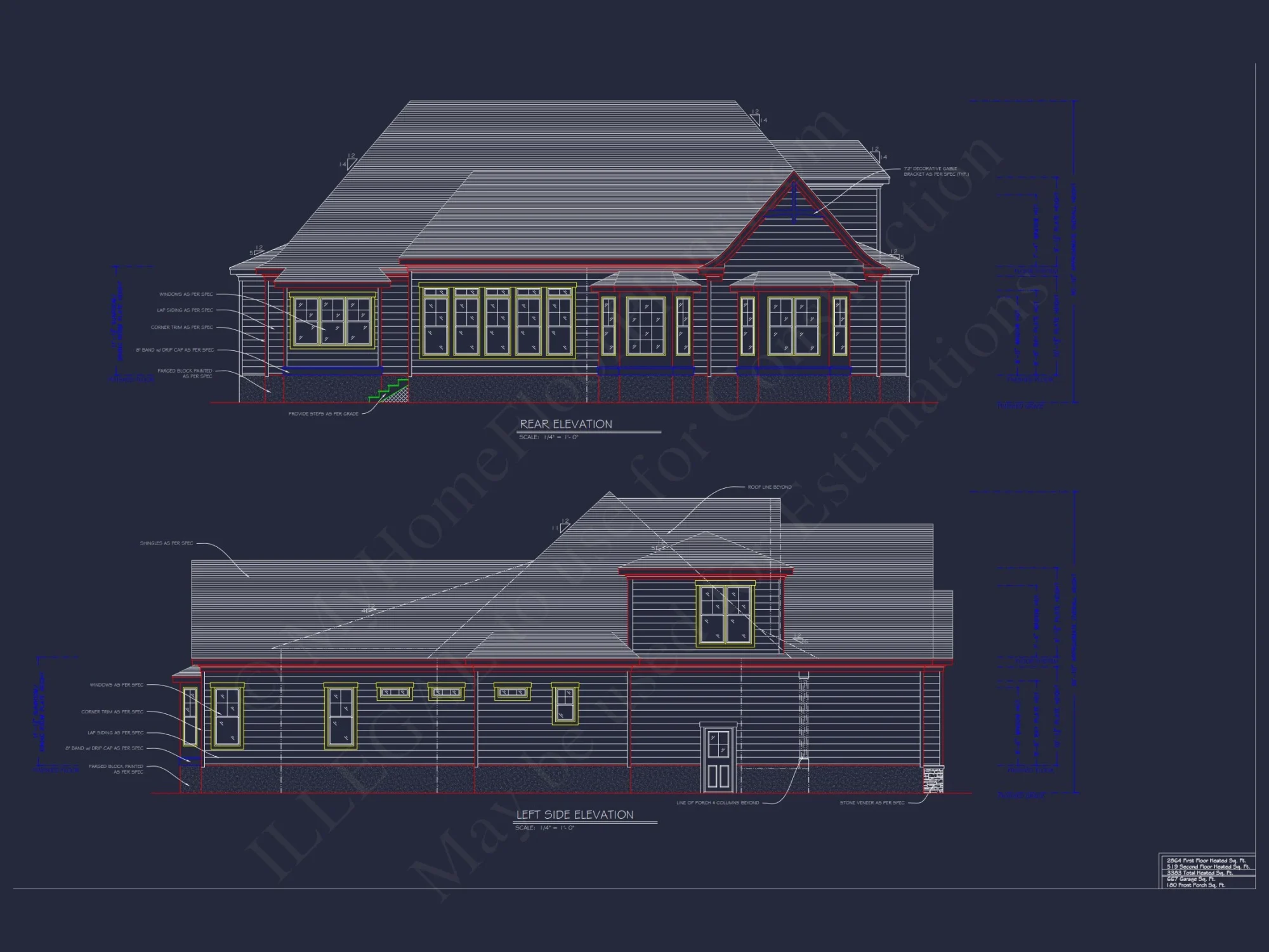 Craftsman house Plan with 2 Floors and 4 Bedrooms – Detailed CAD Designs