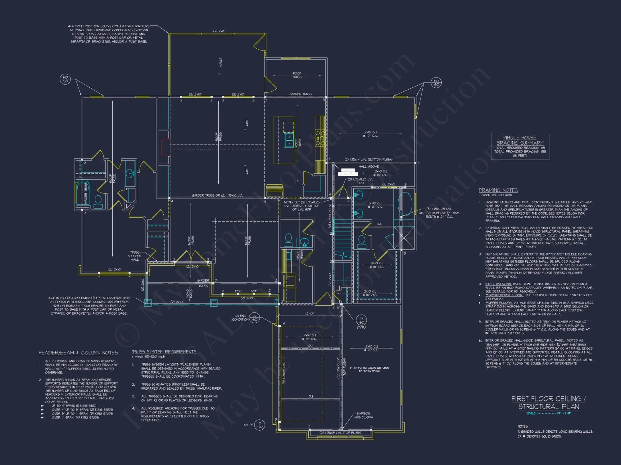 Craftsman house Plan with Detailed Floor Plan and CAD Designs