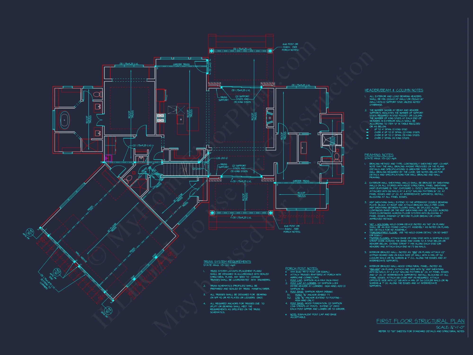 house Designs: 1.5-Story Craftsman Blueprint with Open Floor Plan