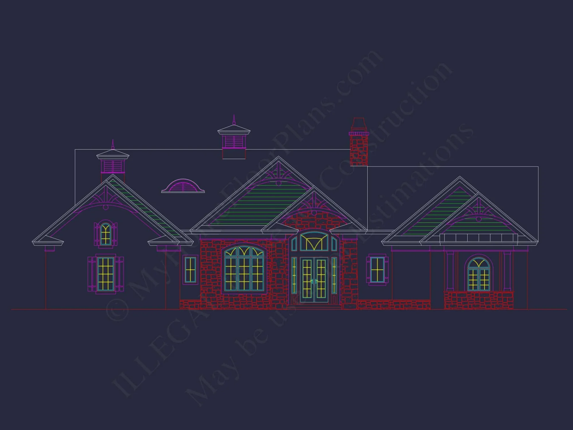 Elegant house Plan with Detailed Floor Blueprint and CAD Designs