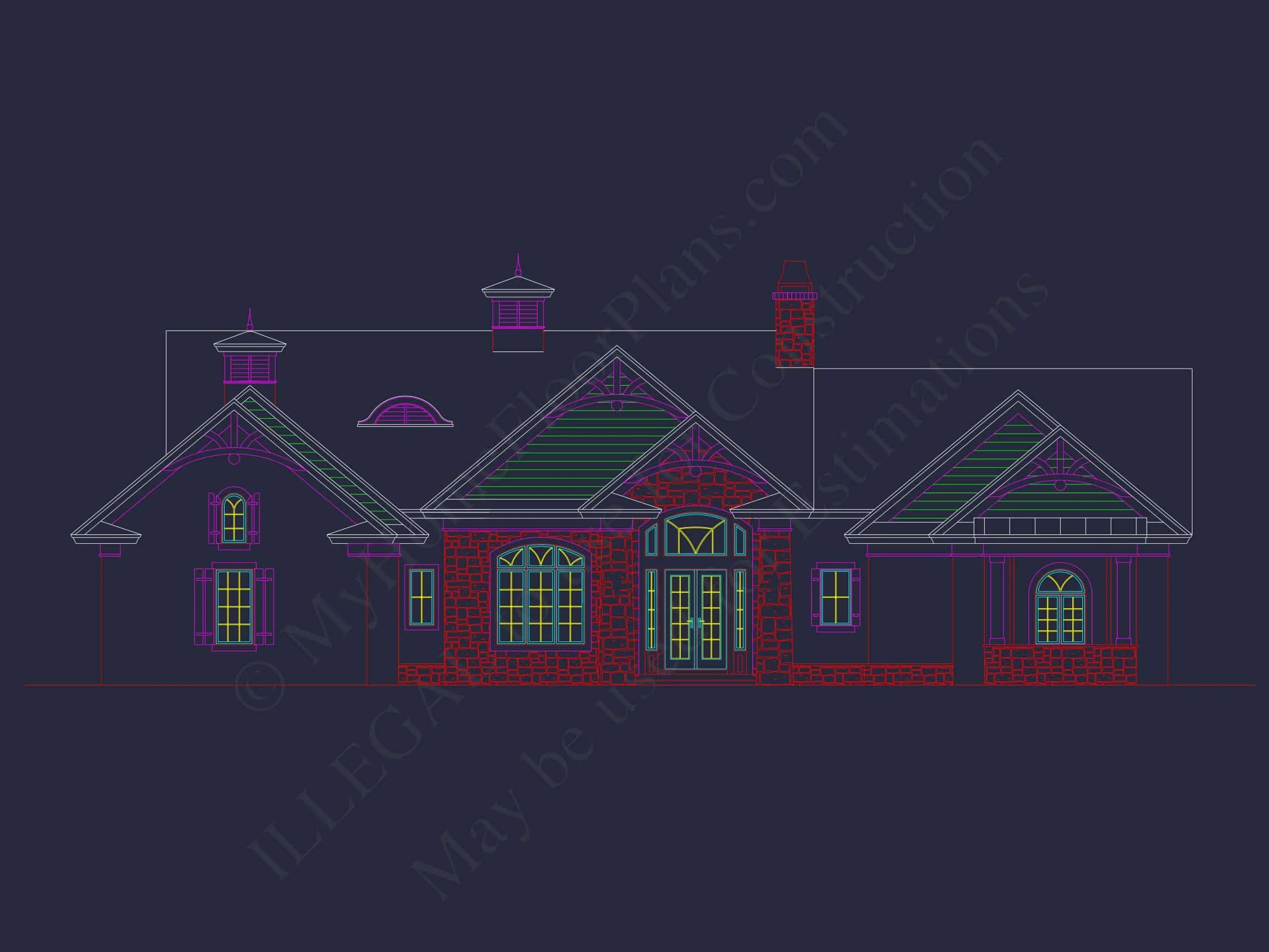 Elegant house Plan with Detailed Floor Blueprint and CAD Designs