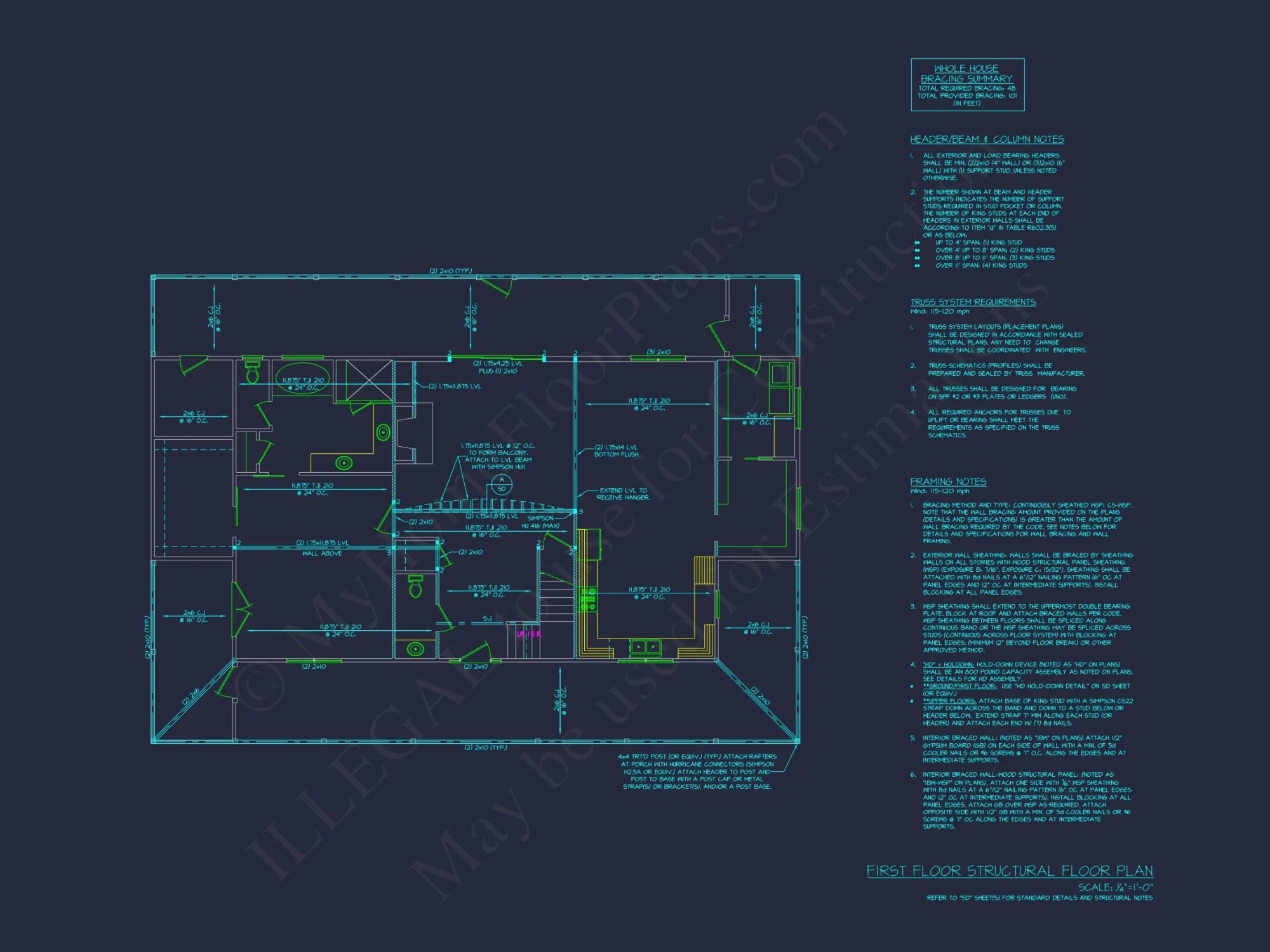 Traditional Craftsman house Plan - Detailed Floor Plan and CAD Design