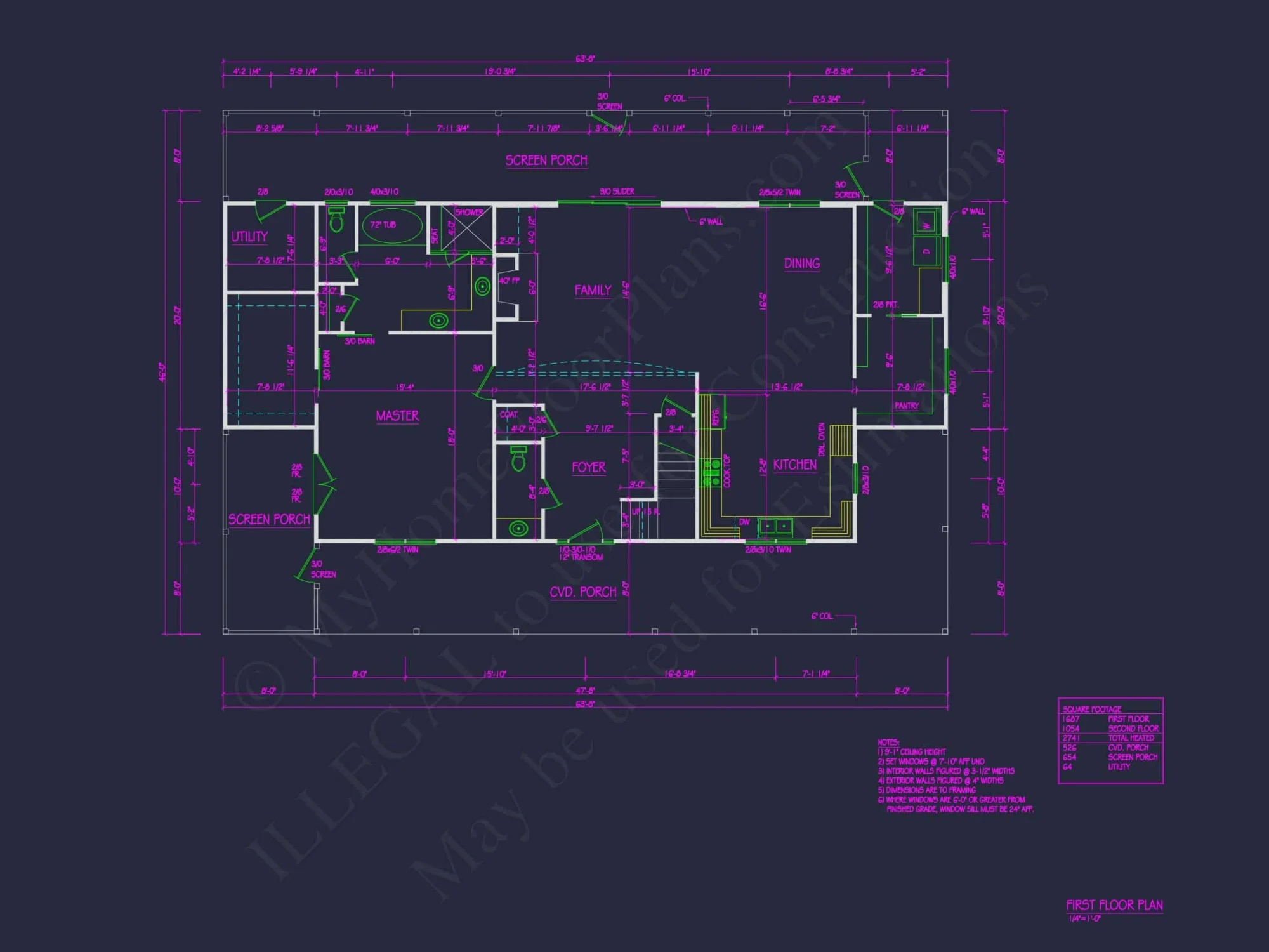 Traditional Craftsman house Plan - Detailed Floor Plan and CAD Design