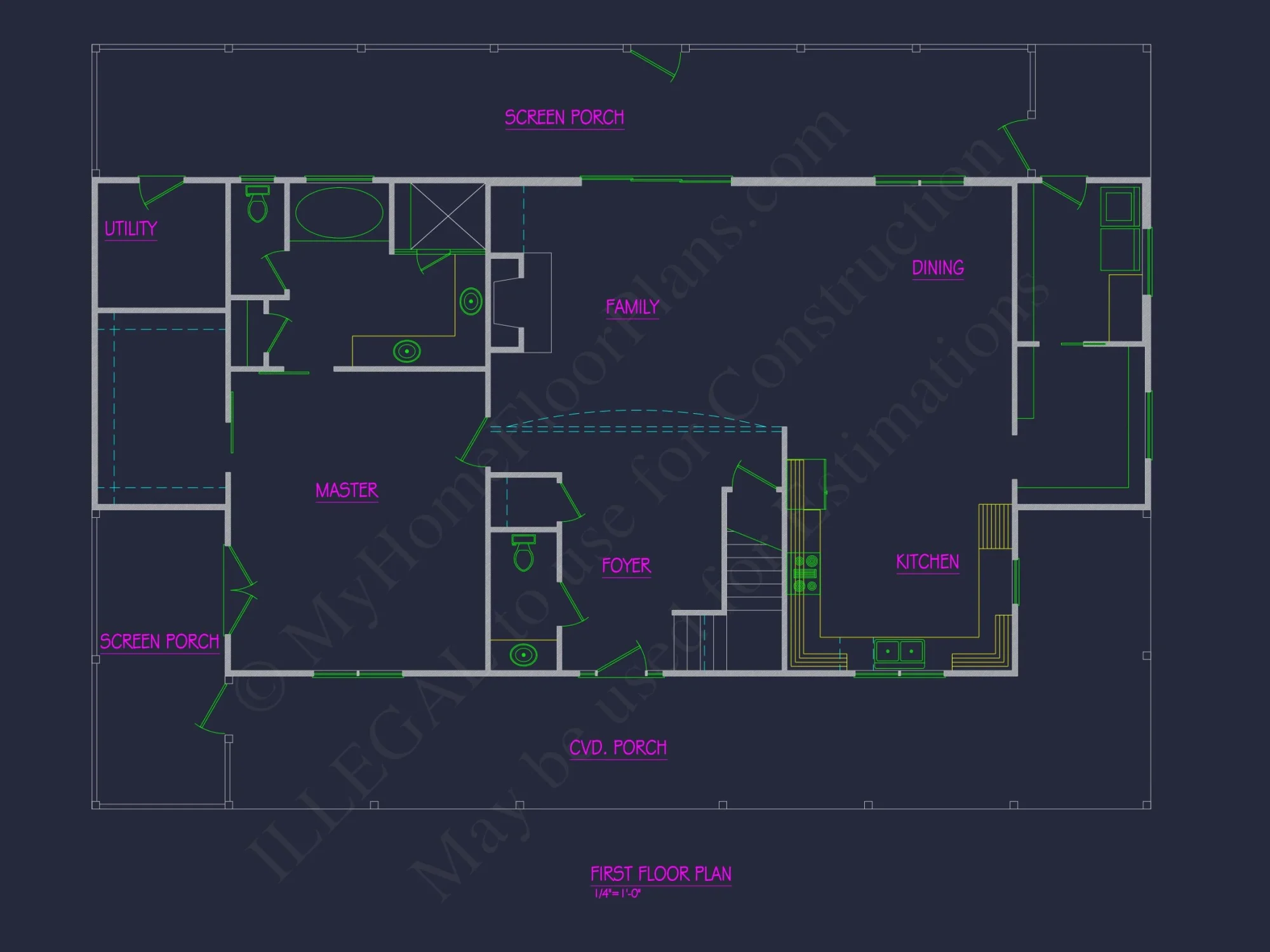 Traditional Craftsman house Plan - Detailed Floor Plan and CAD Design