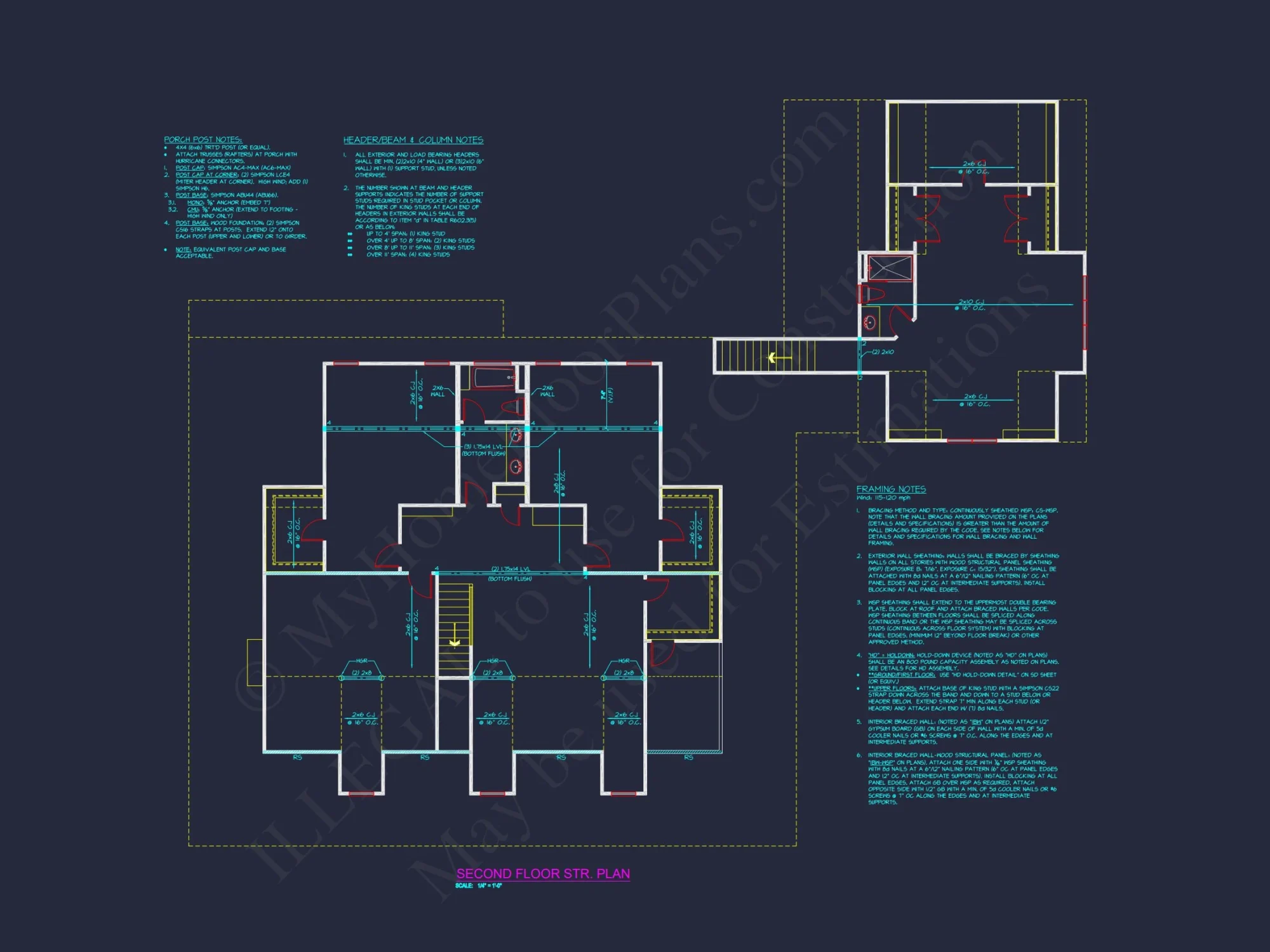 Traditional house Plan with 2 Floors, 3 Bedrooms, and CAD Designs