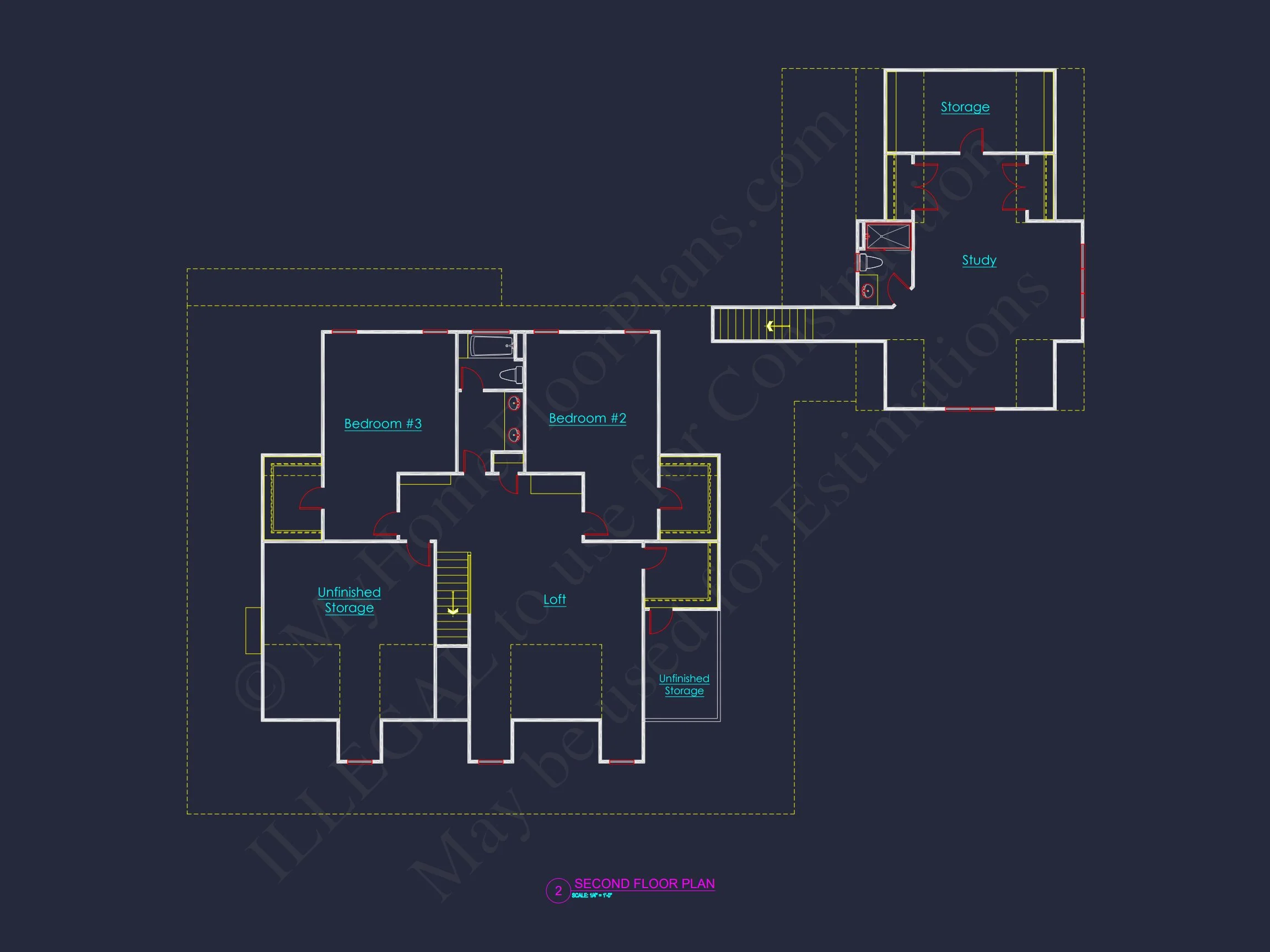 Traditional house Plan with 2 Floors, 3 Bedrooms, and CAD Designs