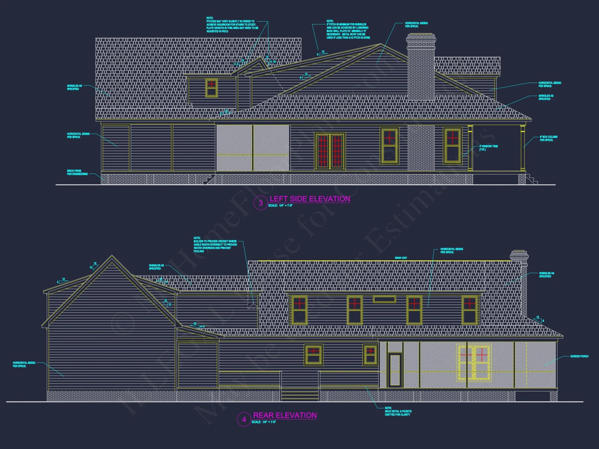 Traditional house Plan with 2 Floors, 3 Bedrooms, and CAD Designs