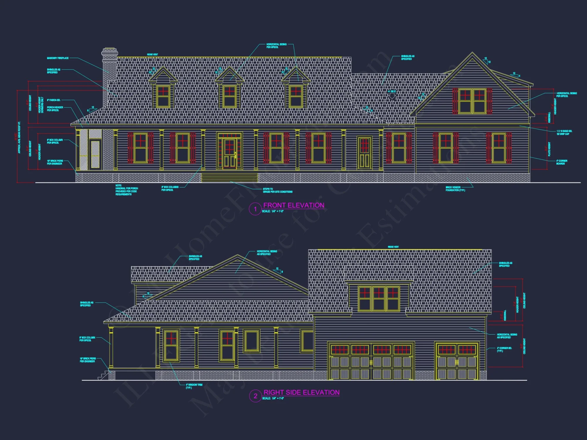 Traditional house Plan with 2 Floors, 3 Bedrooms, and CAD Designs