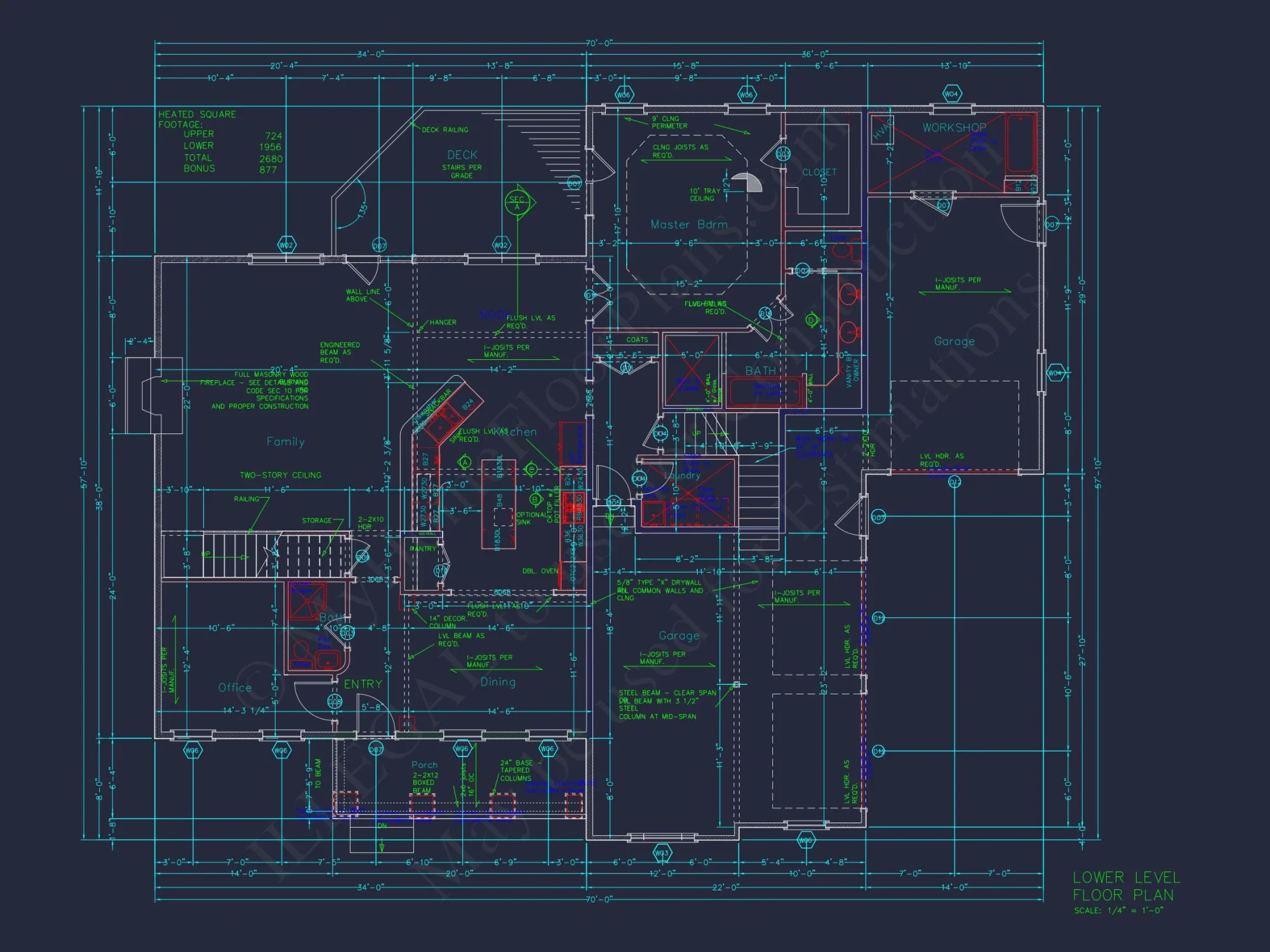 Beautiful Craftsman Floor Plan with Bonus Room and Workshop
