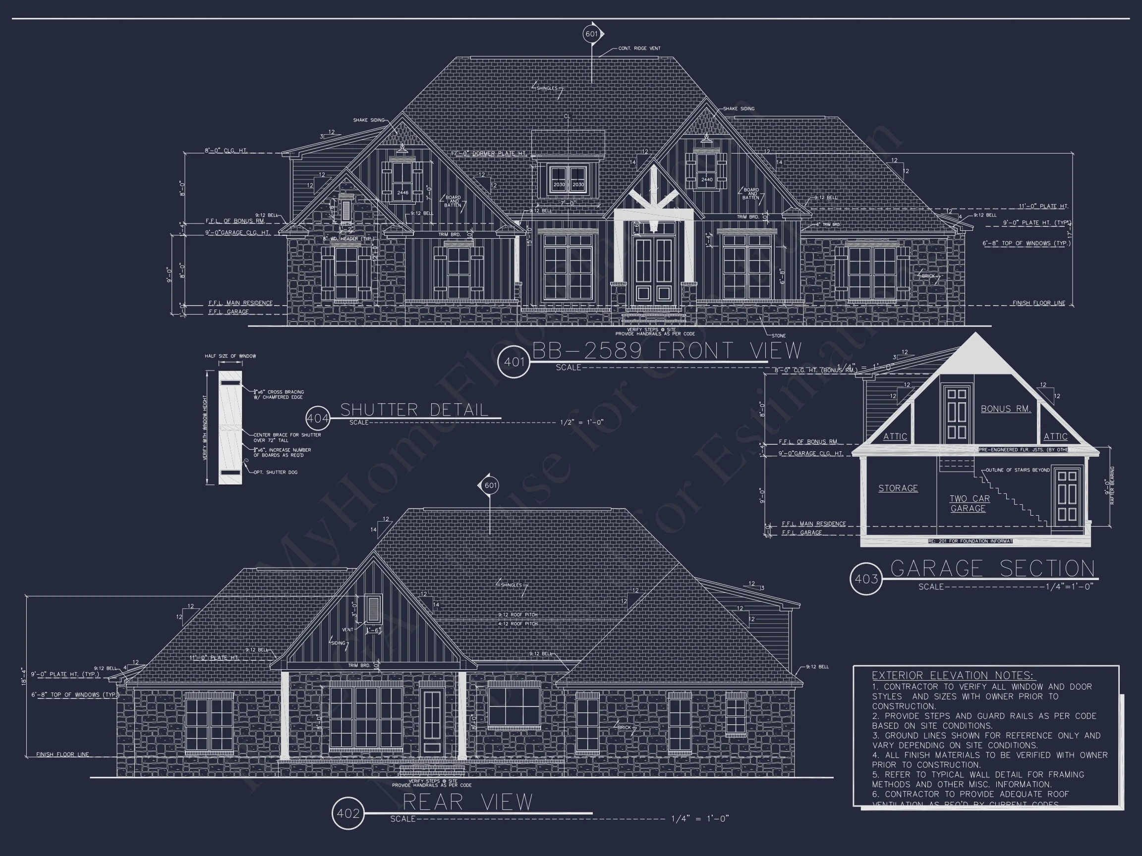 Traditional Craftsman house Plan with Bonus Room and Vaulted Ceilings