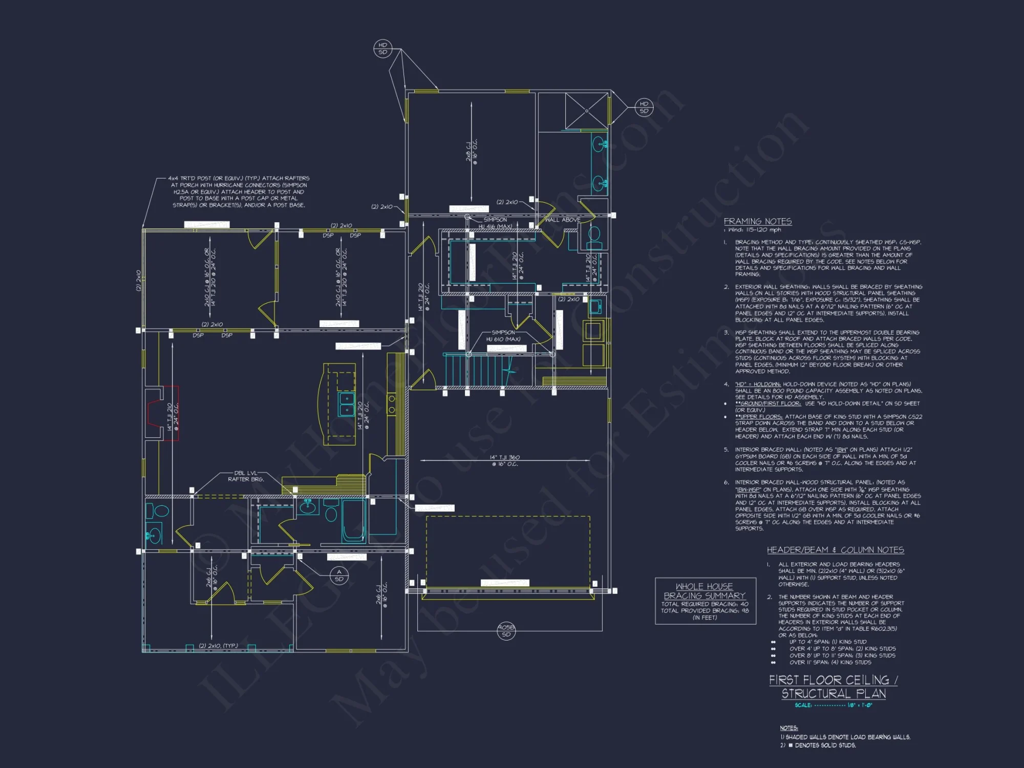 Modern Craftsman house Plan with Detailed CAD Blueprints