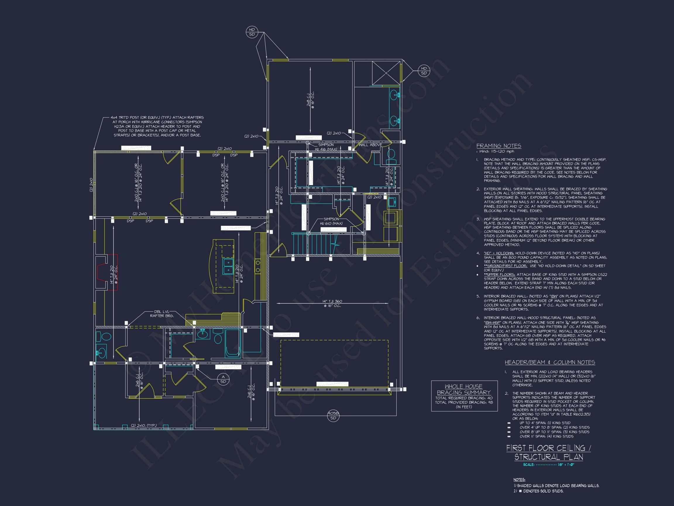 Modern Craftsman house Plan with Detailed CAD Blueprints