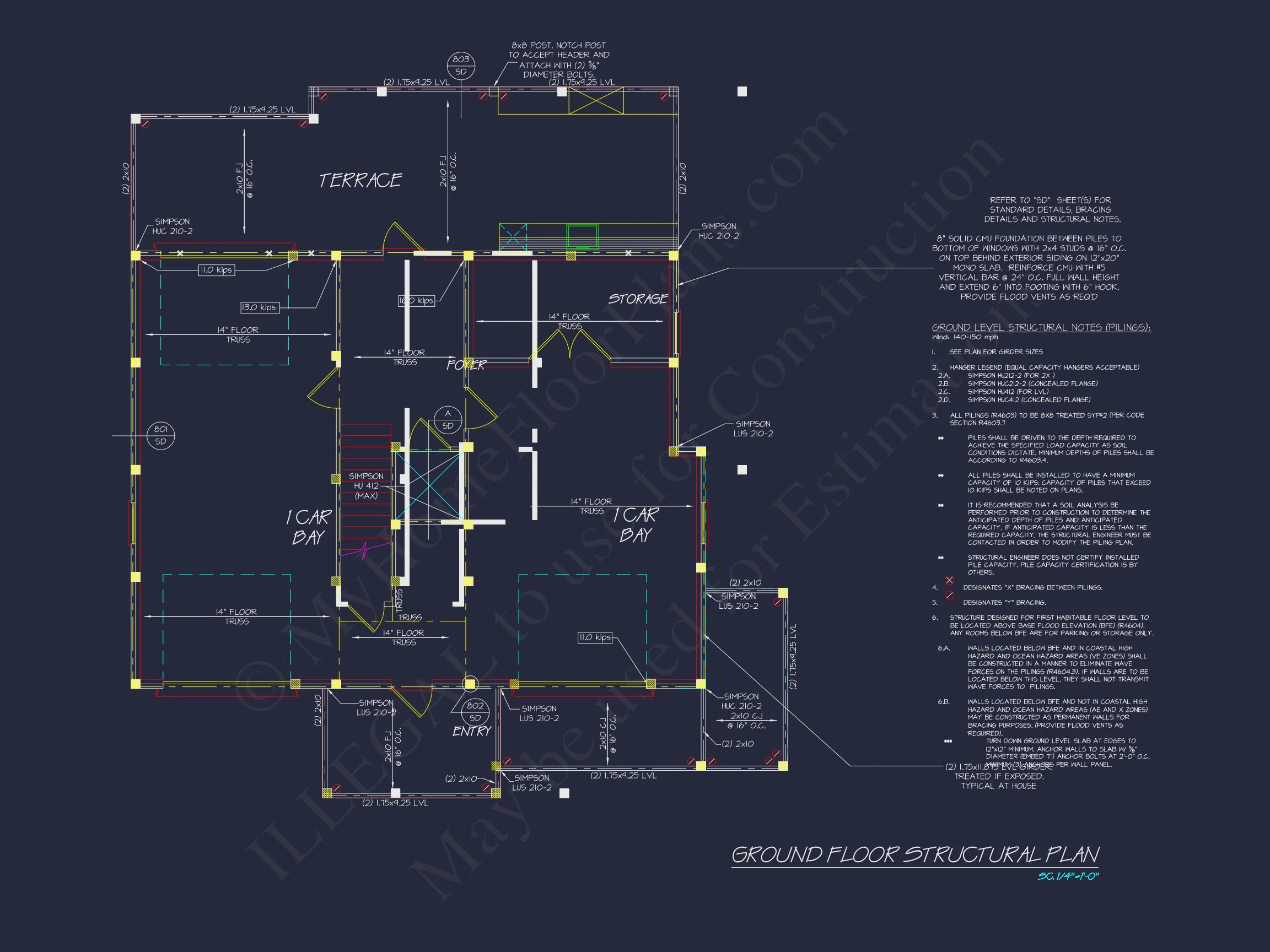19-1461 HOUSE PLAN - Modern Coastal House Plan with 3 Floors & CAD Designs 16 Modern Coastal house Plan with 3 Floors & CAD Designs