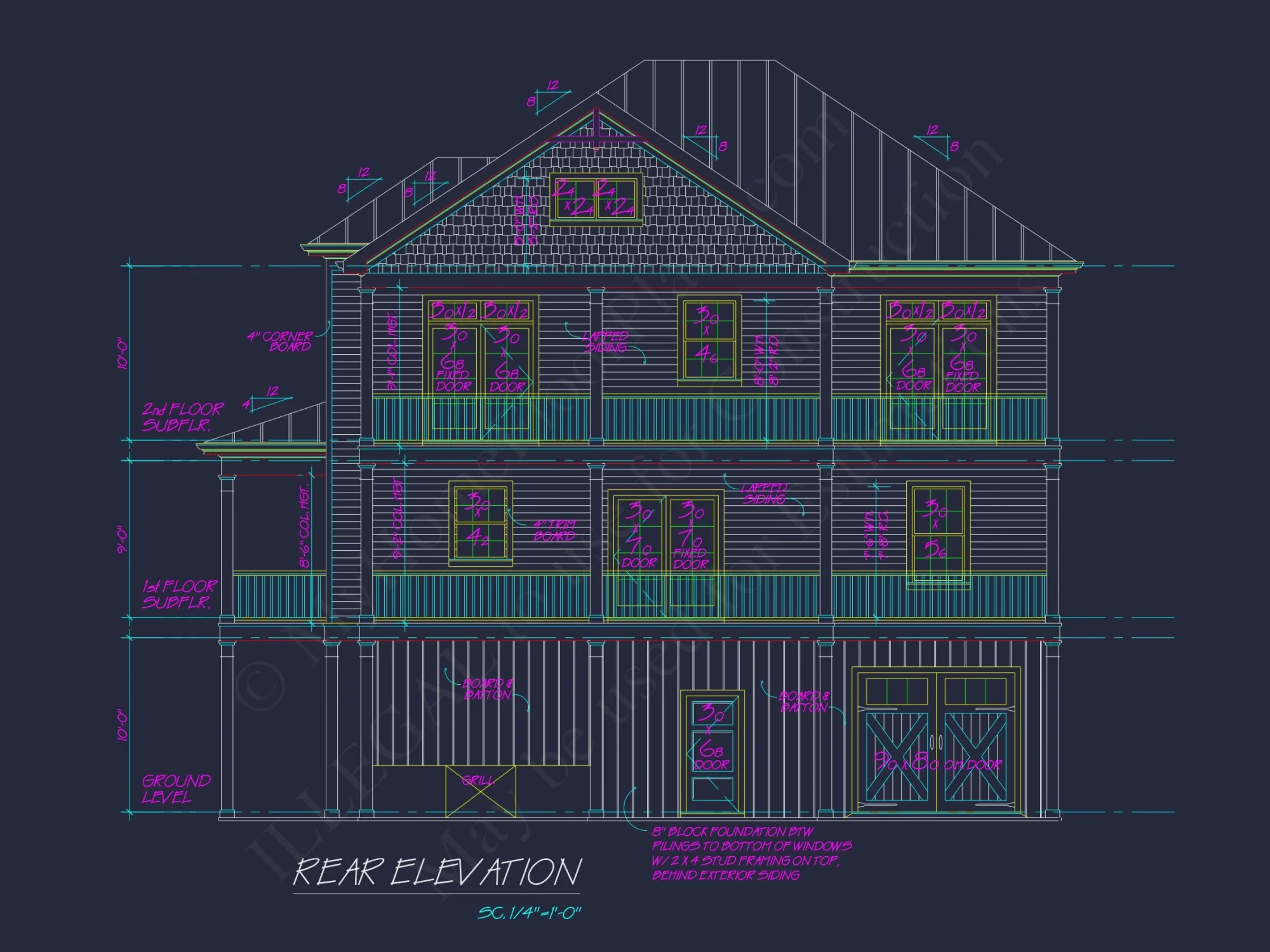 Modern Coastal house Plan with 3 Floors & CAD Designs