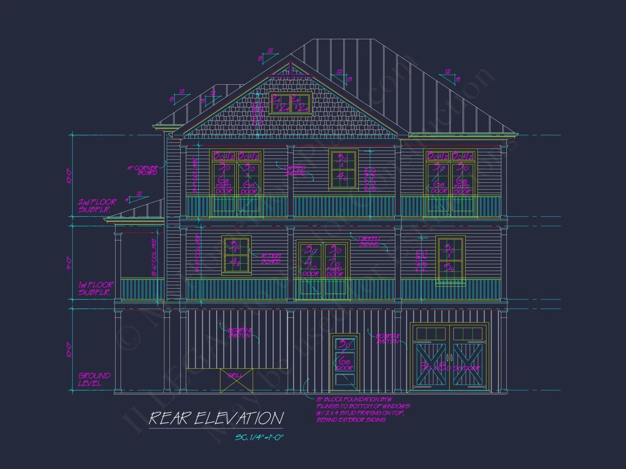 Modern Coastal house Plan with 3 Floors & CAD Designs