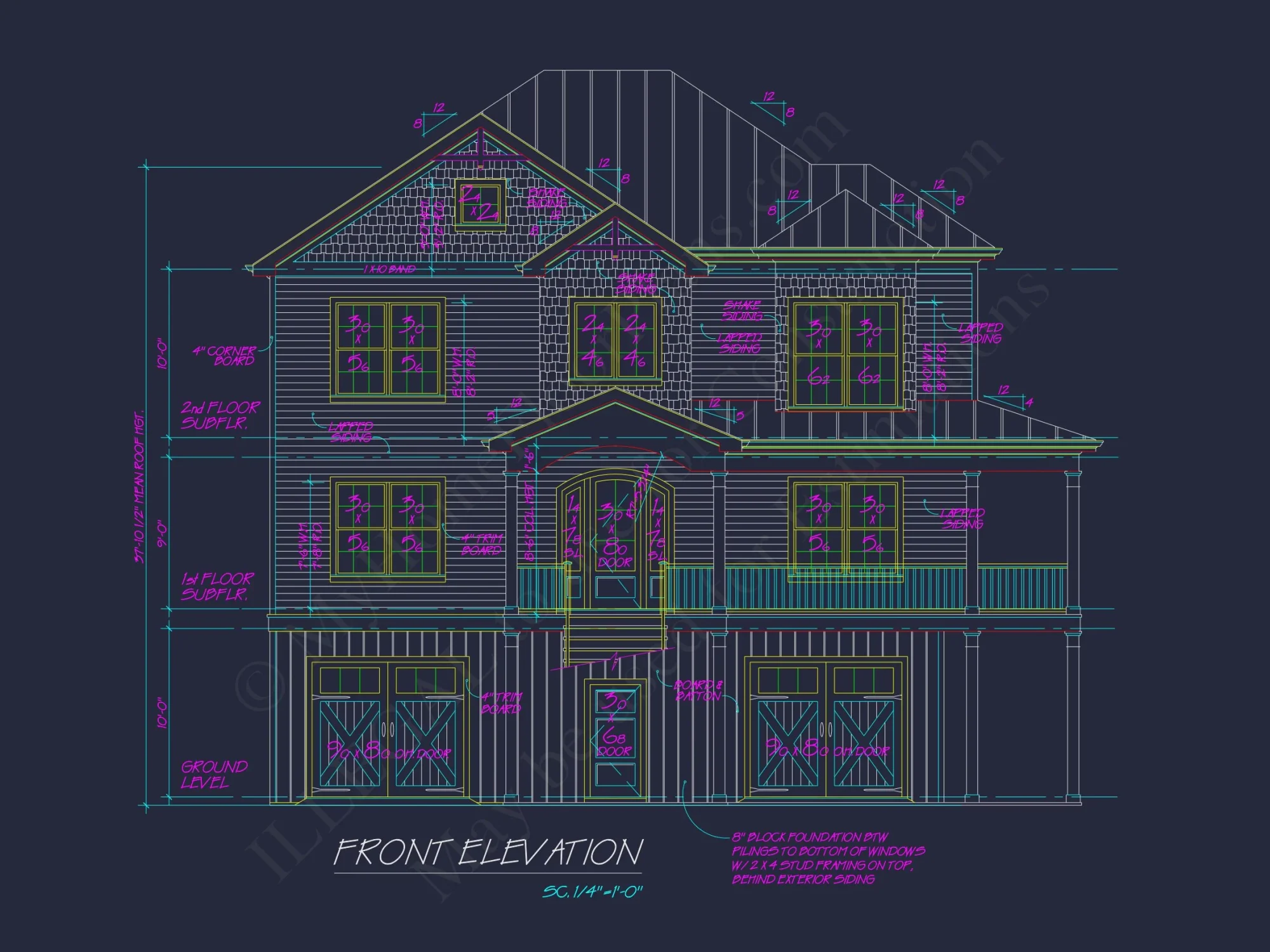 Modern Coastal house Plan with 3 Floors & CAD Designs