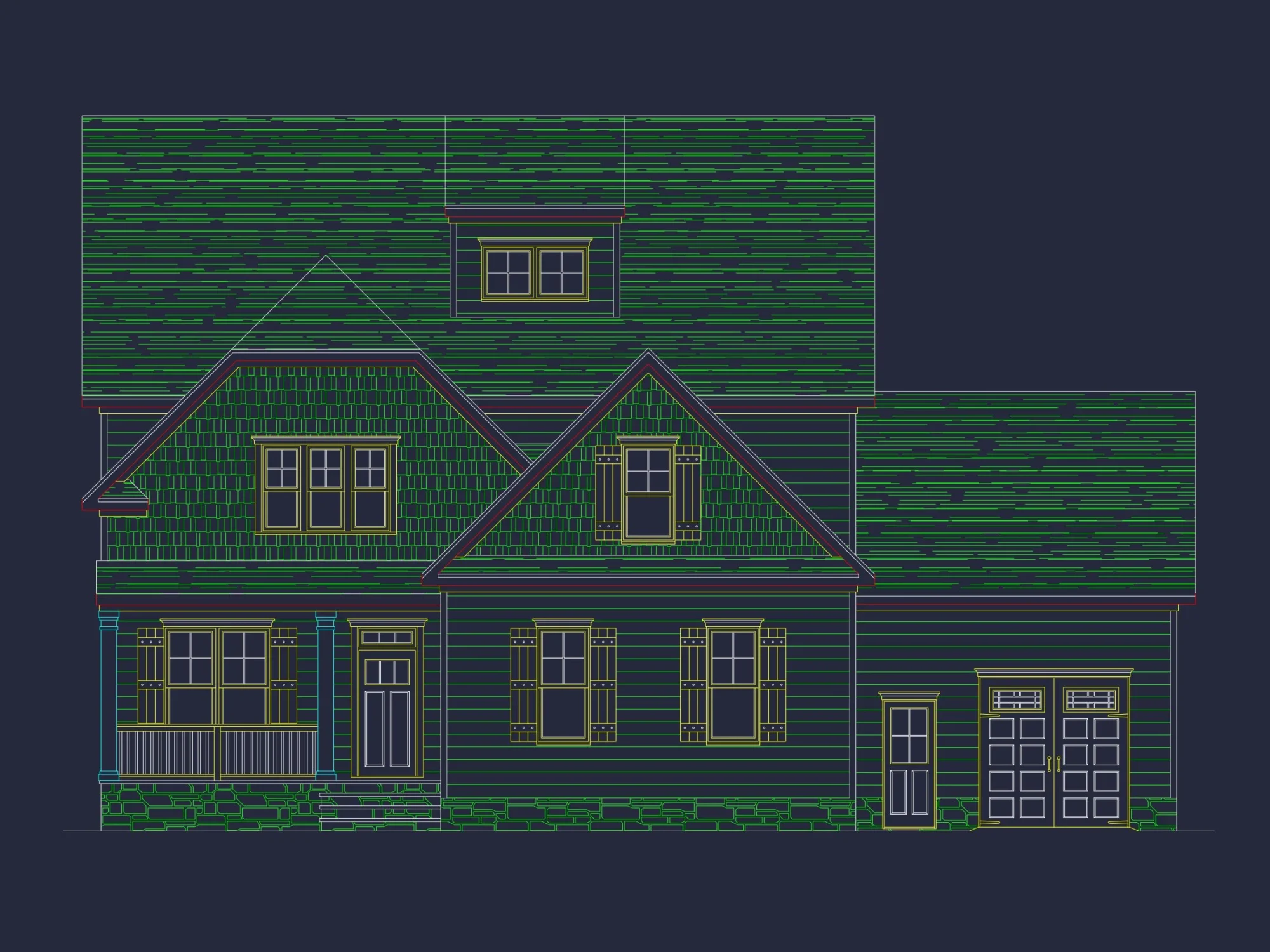 Modern Craftsman house Plan: 2-Story Floor Plan with CAD Designs