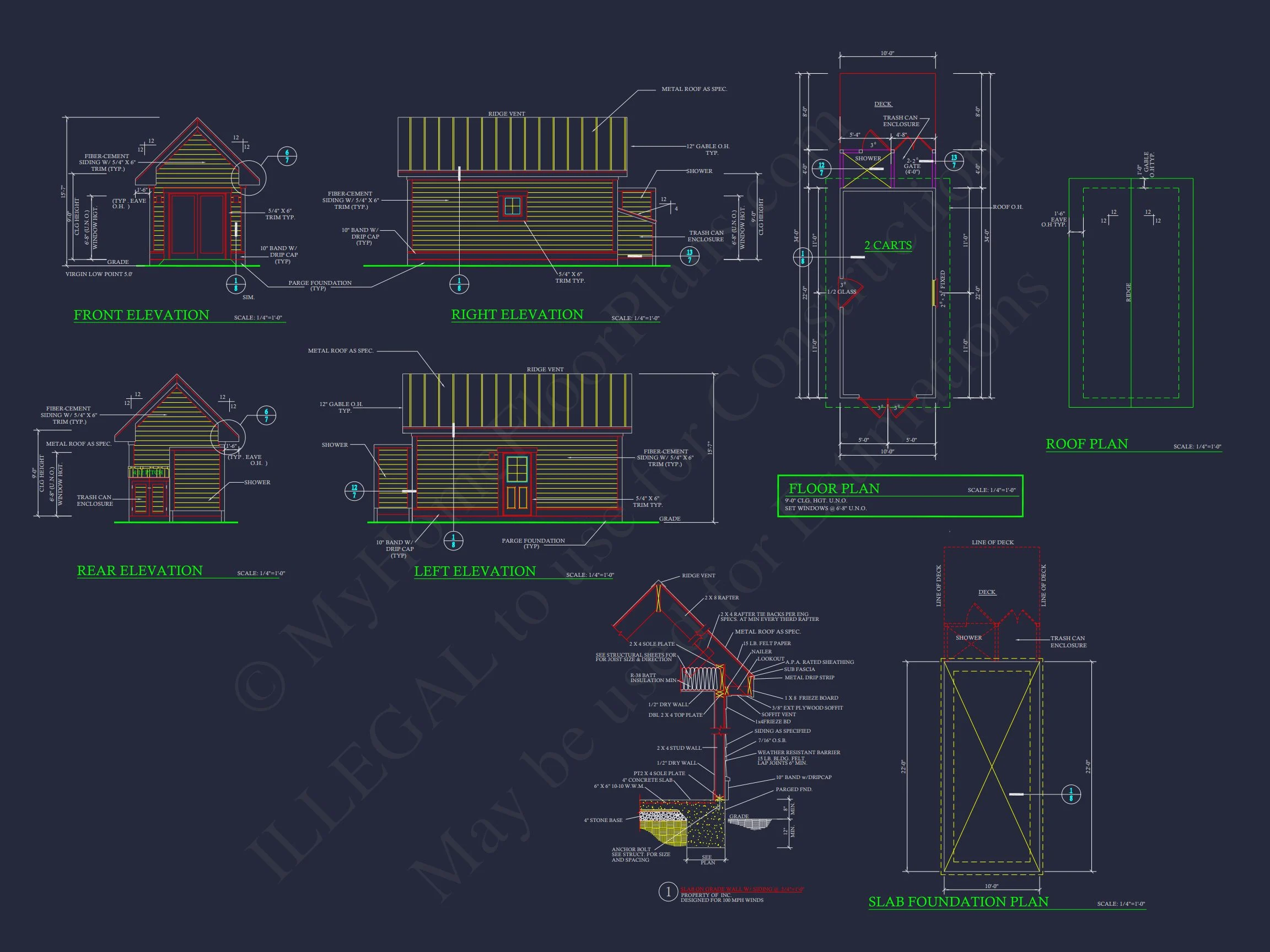19-1442 HOUSE PLAN - Custom Coastal Craftsman House Plan with Detailed CAD Designs 12 Custom Coastal Craftsman house Plan with Detailed CAD Designs